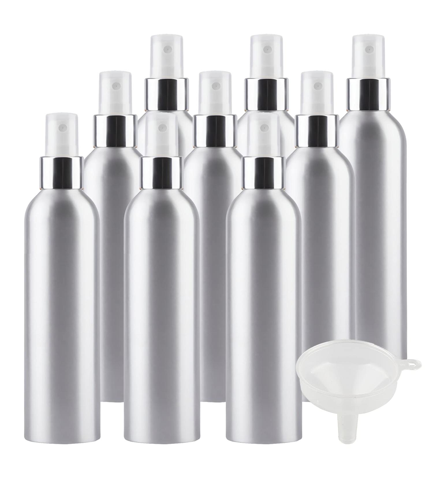 TIANZD 12 Pcs 250ml Empty Silver Aluminium Fine Mist Spray Bottle with White/Silver Metal Spray Head Refillable Travel Alu Bottles for Body Sprays Room Fragrances Perfumes Hair Garden Funnel Silver 250ml - Buy Online on GoSupps.com