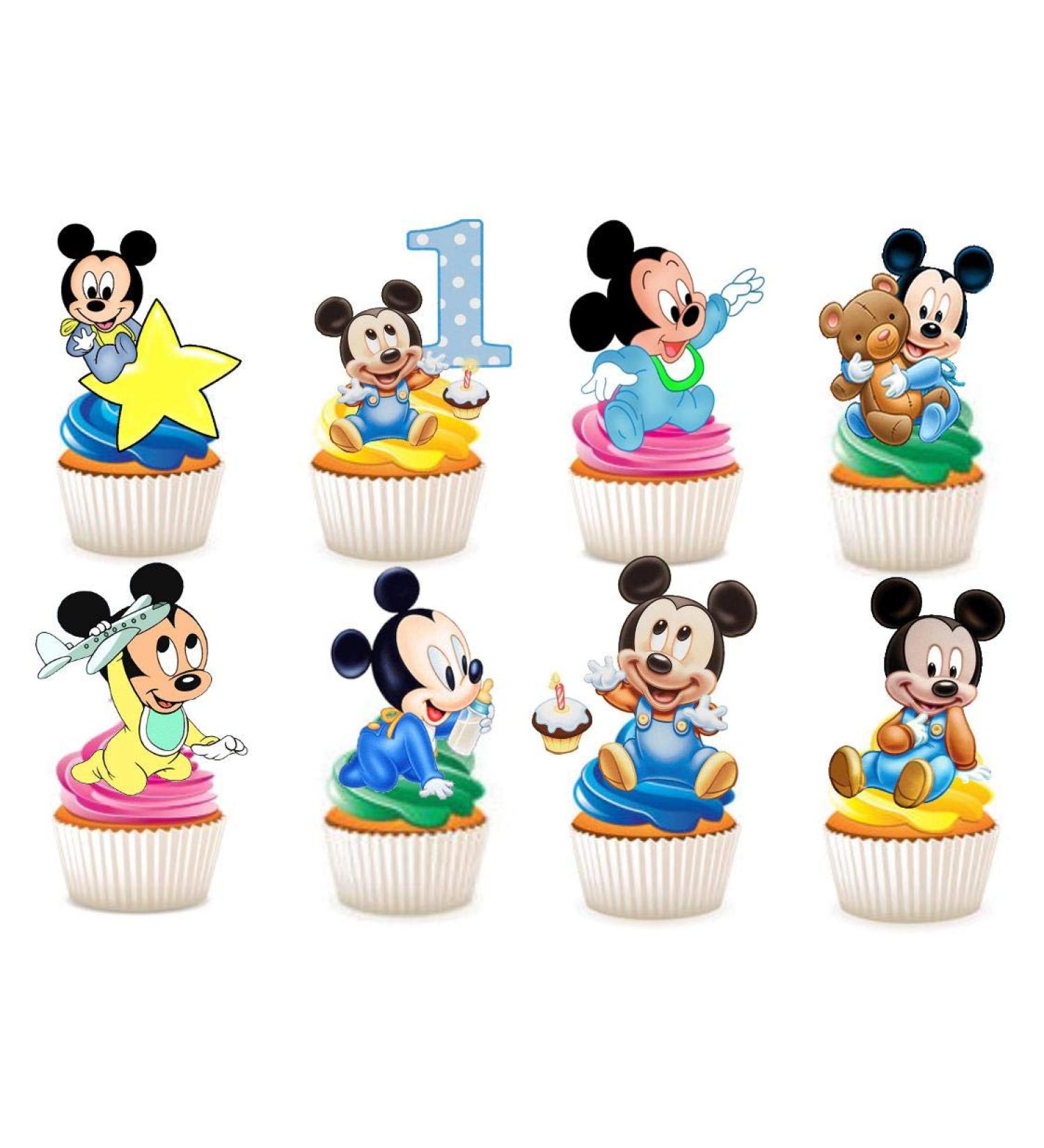 Ediblecakedecorations Mickey Mouse 1st Birthday Edible Cupcake Toppers - Pack of 30