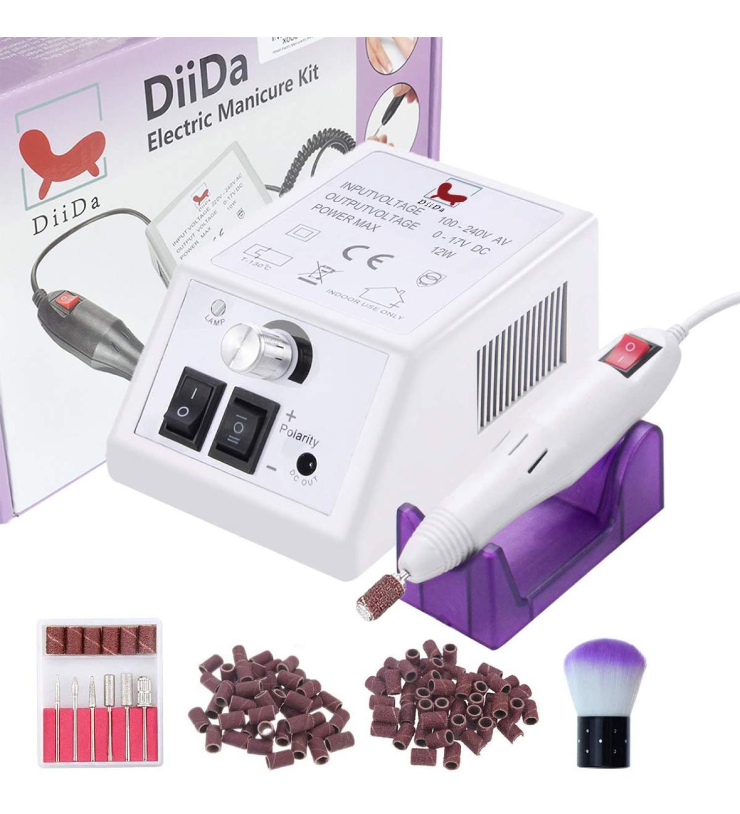 DiiDa Professional Electric Manicure Drill Set - White Acrylic Nail Gel Polish Remover & Pedicure Kit - Buy Online on GoSupps.com