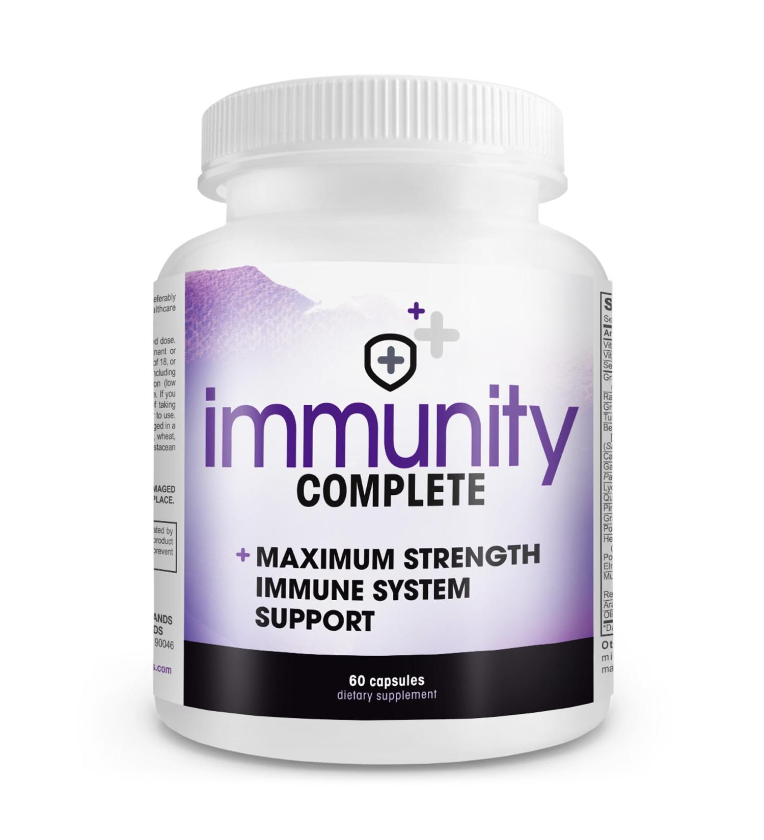 Immunity Complete - 20-in-1 Immune System Booster Formula with Cat's Claw Quercetin Vitamin C and Olive Leaf Extract 60ct 60 Count (Pack of 1) - Buy Online on GoSupps.com