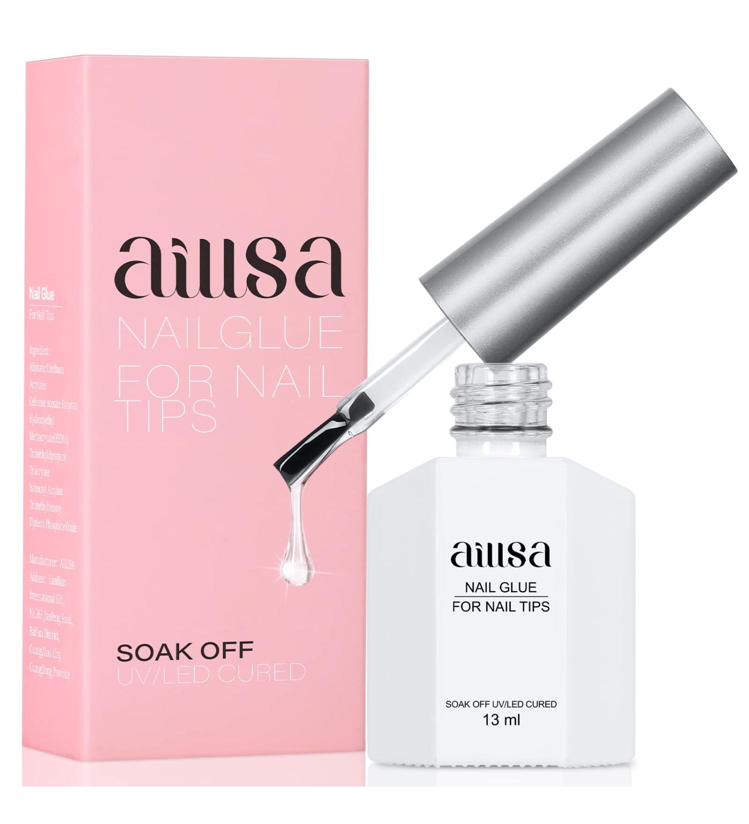 AILLSA 4-in-1 Gel Nail Glue | Super Strong 13ml Capacity | Long Lasting Brush-On Adhesive for Acrylic Nails, Fake Tips, Rhinestones & Foil - Buy Online on GoSupps.com