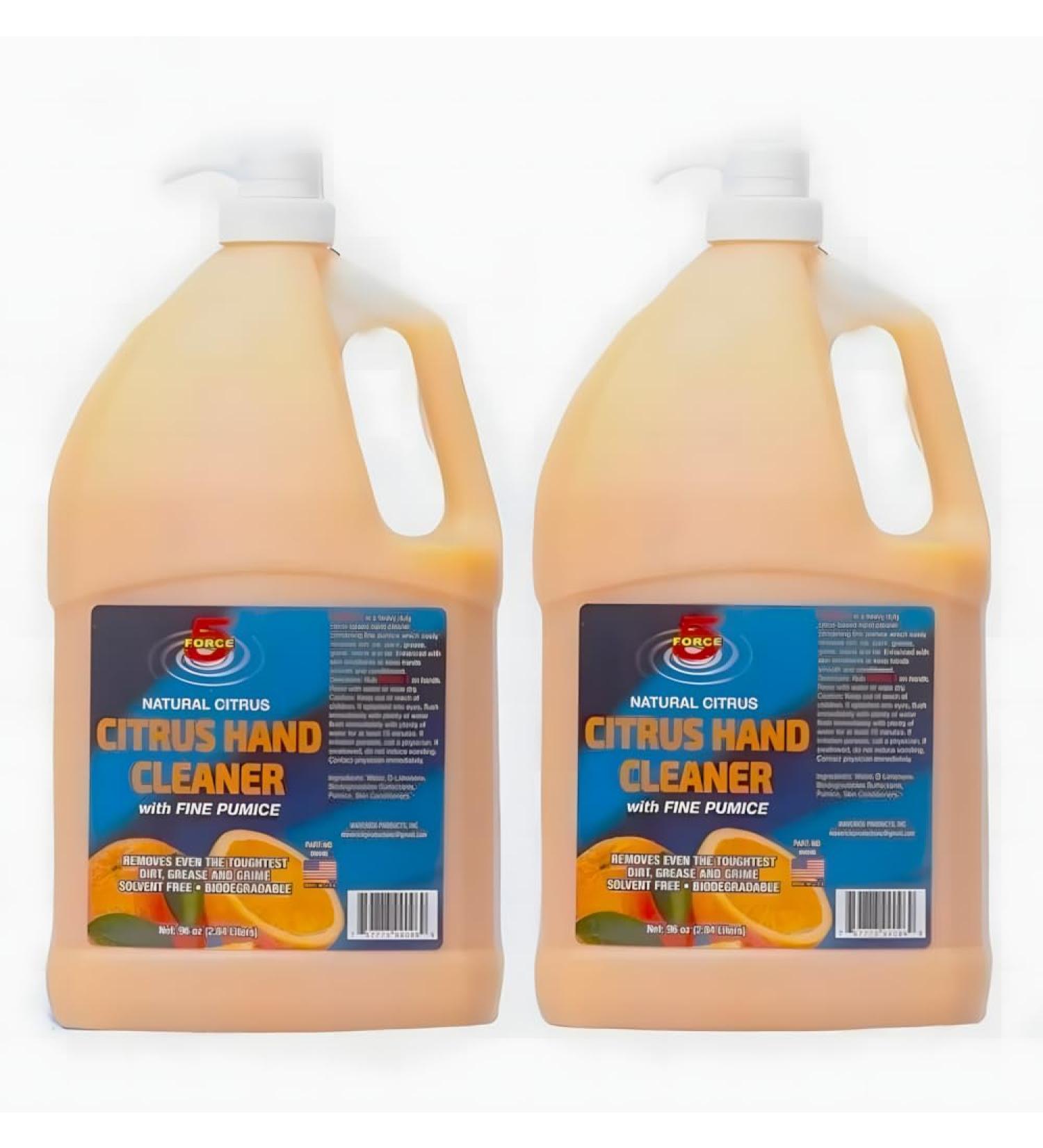 Force 5 Citrus Hand Cleaner (2 Pack) - Orange Pumice Lotion with Pump Moisturizing & Fresh Scent for All Skin Types - Buy Online on GoSupps.com