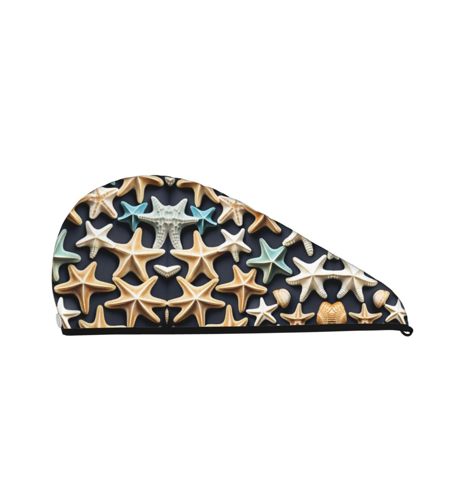 Seashell Starfish Coral Velvet Dry Hair Cap | Unisex Wet Towel Wrap for Bath Pool Parties & Beach - Buy Online on GoSupps.com