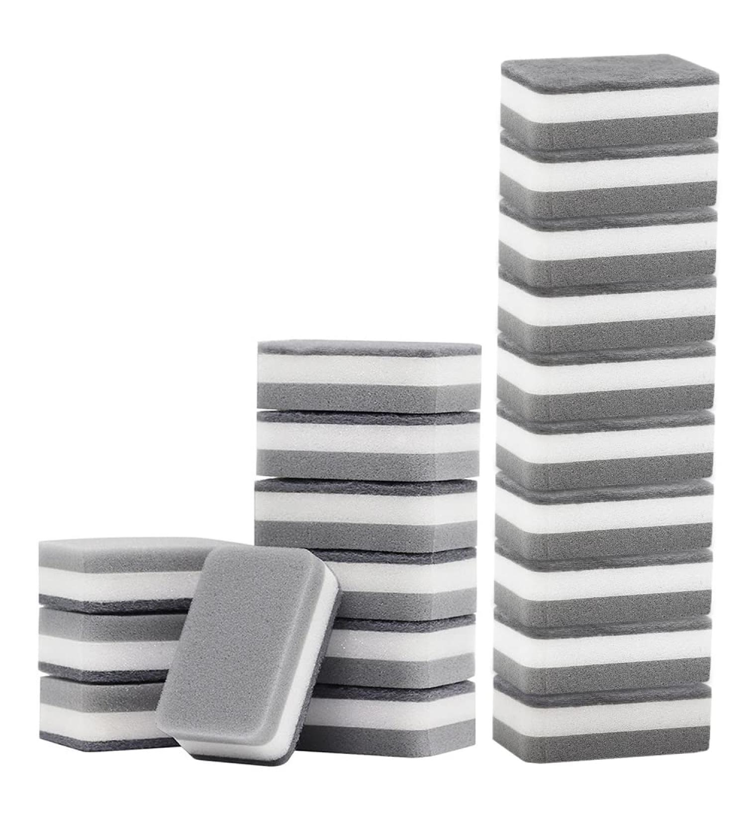 GEOINU 20PC Sponge Dishwashing Wipe Household Double Sided Pot Brush Kitchen Housework Cleaning Rounded Three Layer Sponge Scouring Pad Pack of 20 - Buy Online on GoSupps.com
