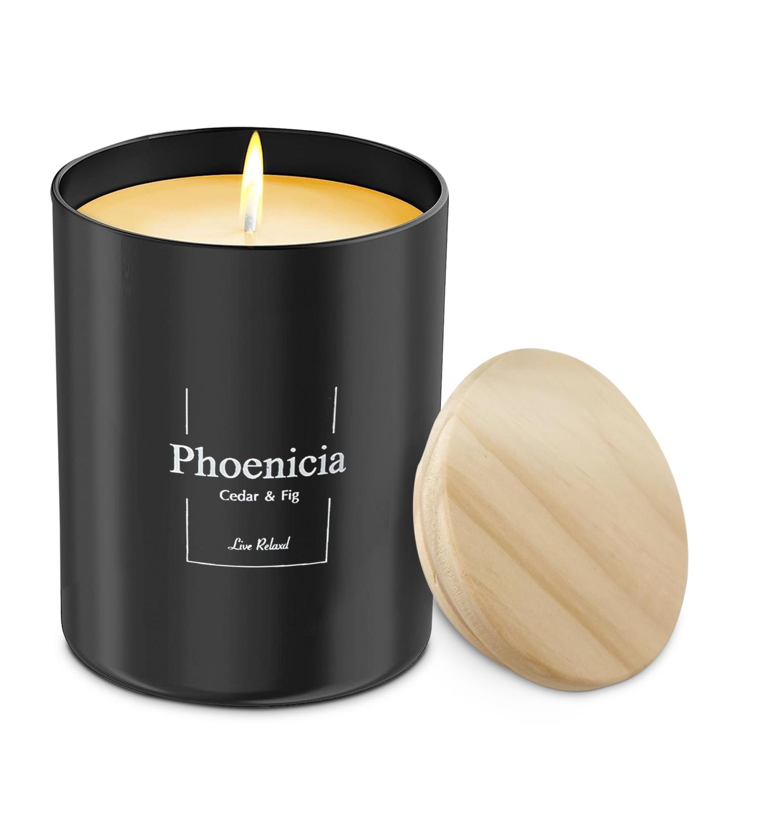 Relaxd Premium Cedar & Fig Scented Soy Wax Candle - Hand Poured Aromatherapy Essential Oil Candle (Phoenicia) - Buy Online on GoSupps.com