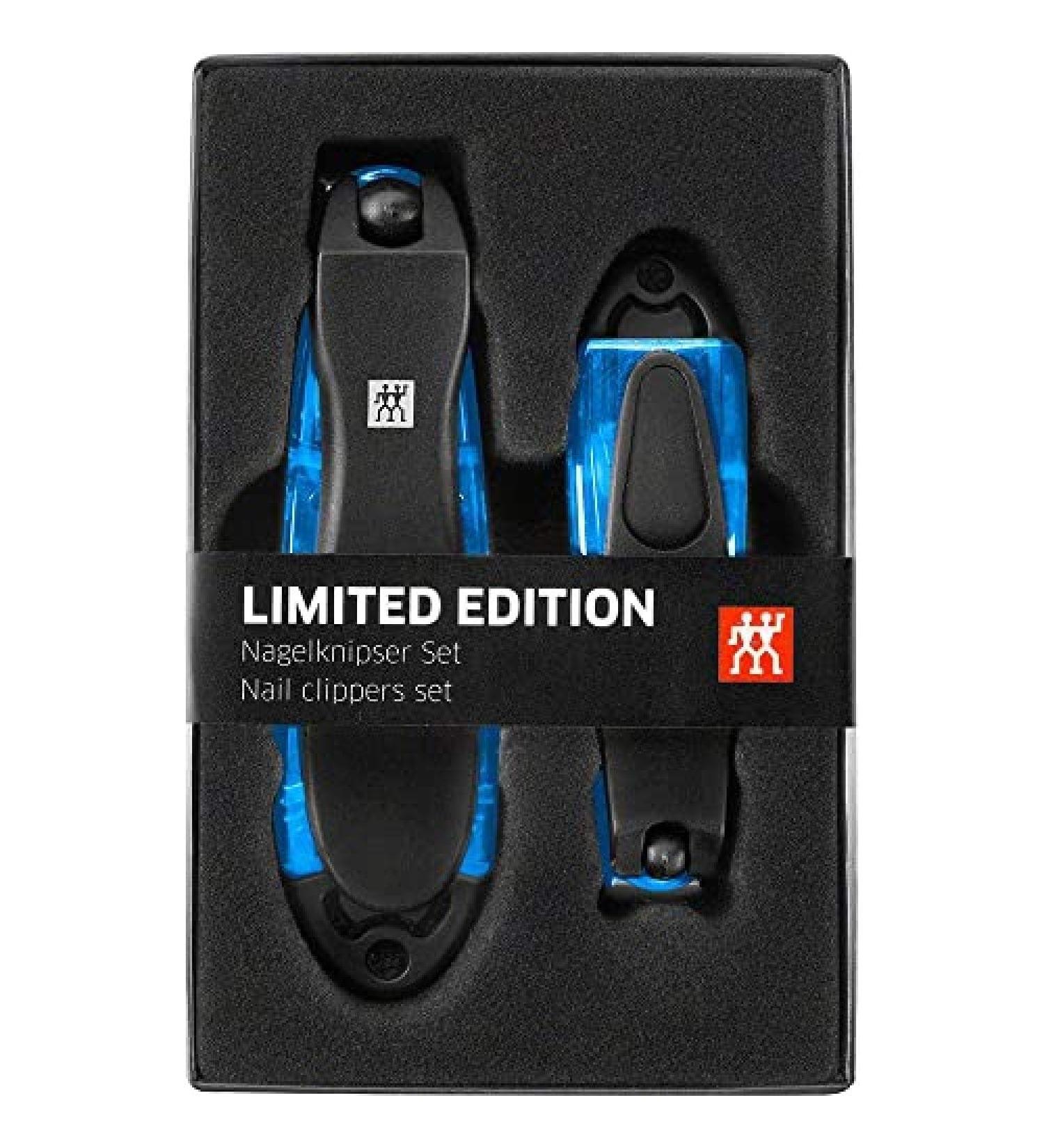 ZWILLING Nail Clippers Gift Set - 2 Pieces with Nail Catcher & Integrated Nail File | Extra Sharp & Durable | Blue | International Shipping Available - Buy Online on GoSupps.com