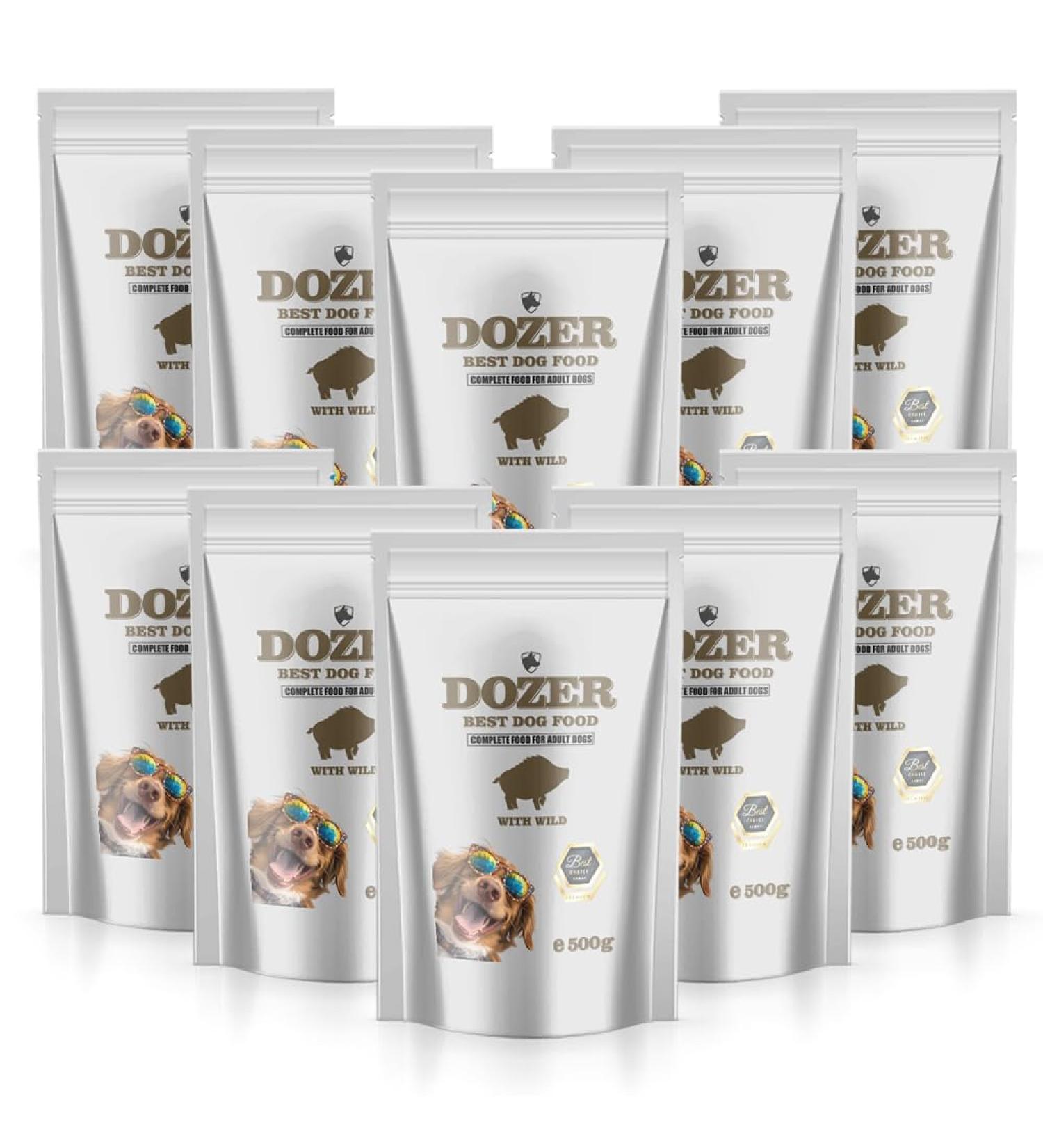 DOZER Adult Dog Food | Complete Food with Different Types of Meat (500 g) | Natural and Nutritious | Wet Dog Food (x 10 Wild Meat) - Buy Online on GoSupps.com