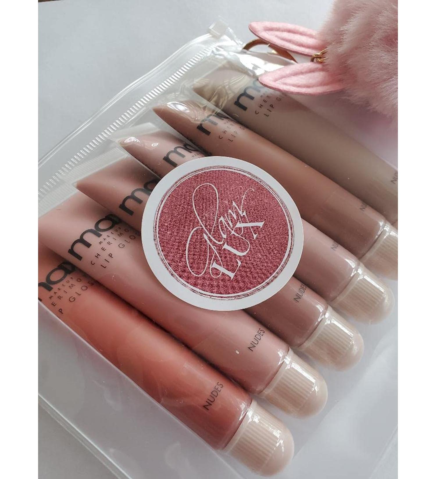 Max Makeup Cherimoya NUDE Lip Gloss Set of 6 | Reusable Bag & Keychain | International Shipping - Buy Online on GoSupps.com