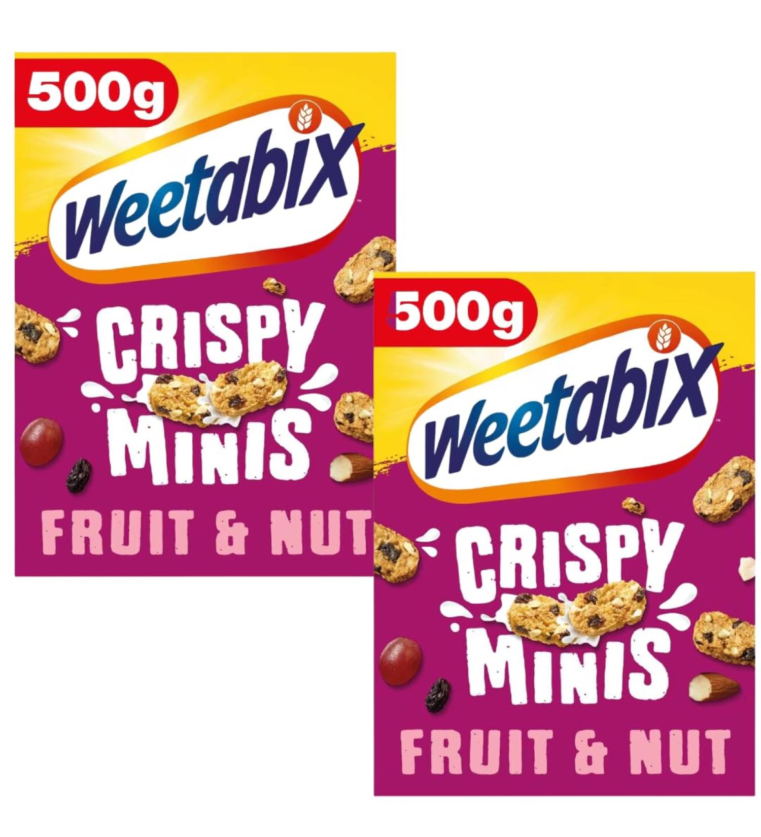 Breakfast Cereal Bundle with Weetabix Crispy Minis Fruit & Nut 500g (2 Pack)