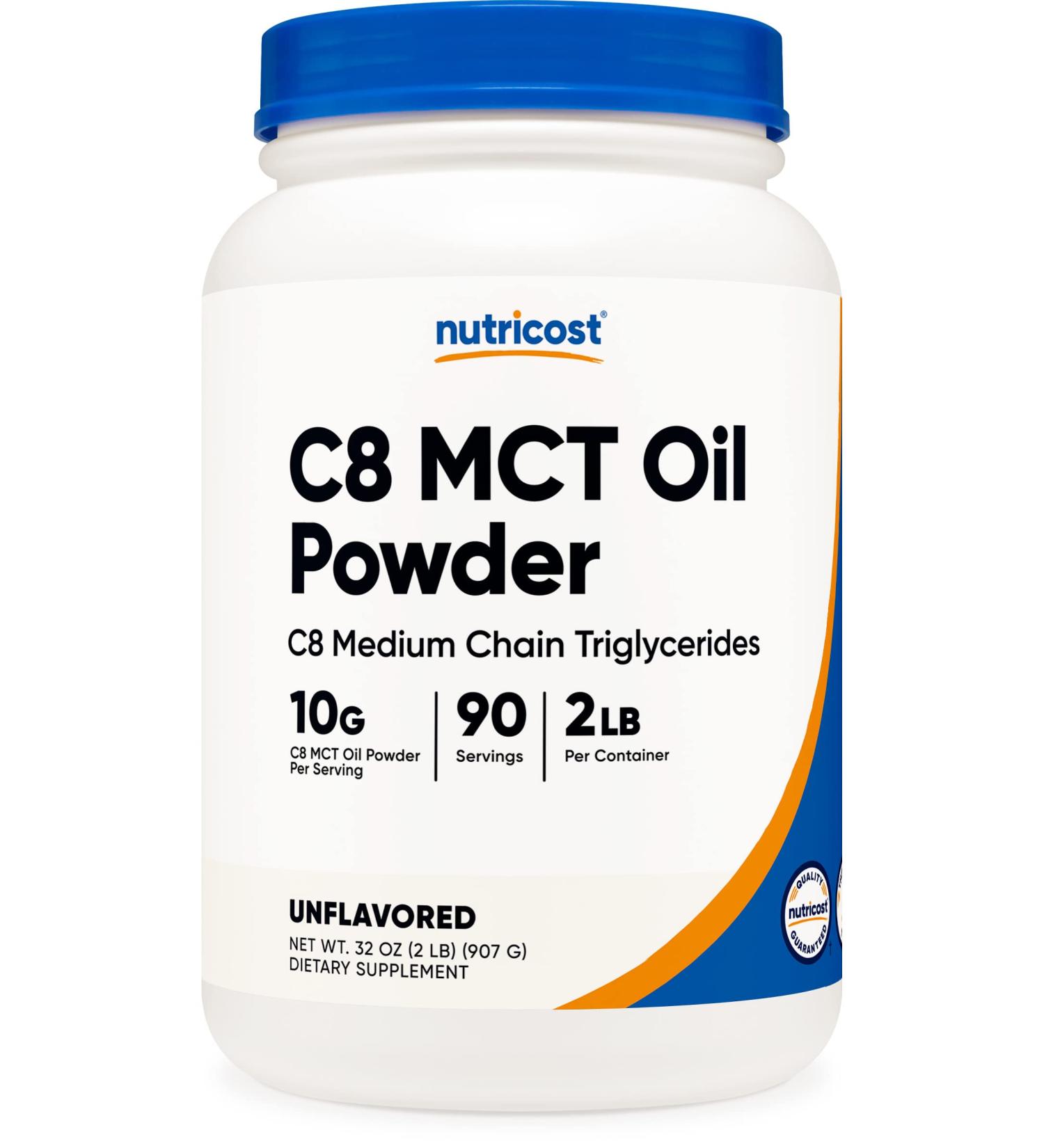 Nutricost C8 MCT Oil Powder 2LBS (32oz) - Unflavored 95% C8 MCT Oil - 2 Pound Pack - Buy Online on GoSupps.com