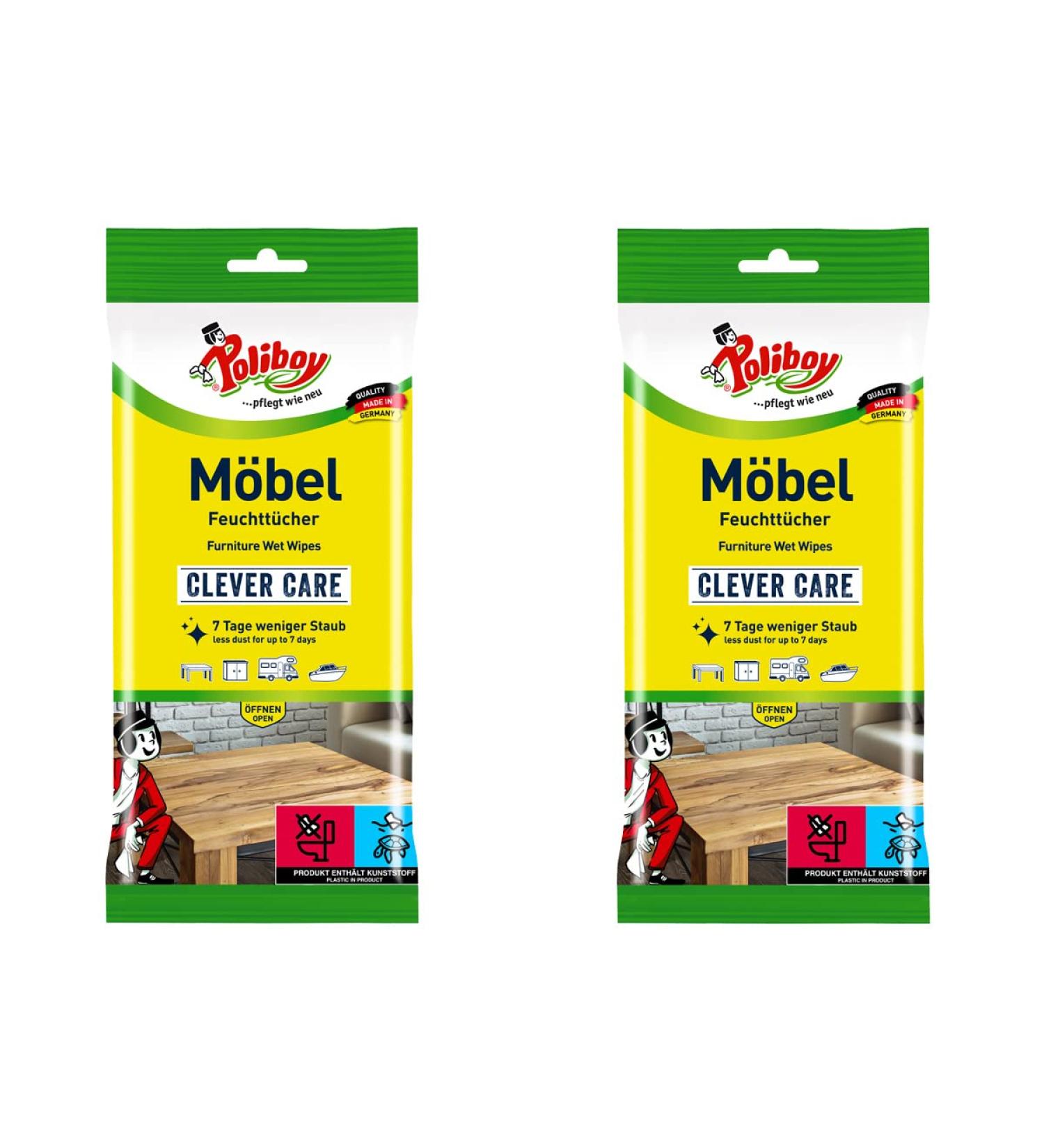 Poliboy - Dust Master Furniture Wet Tights - especially developed for wooden surfaces cleaning towels - 2x24 cloths - Made in Germany furniture 24 pieces (2 Pack)