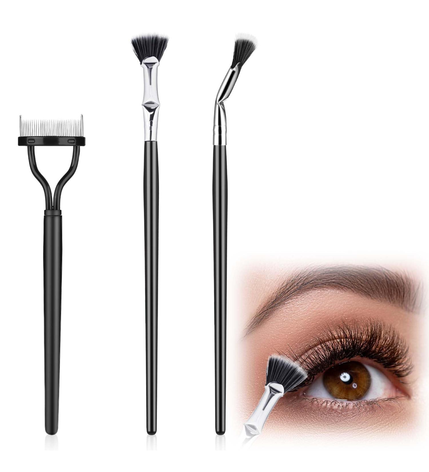 3PCS Multifunctional Mascara Fan Brush Set - Scalloped Lash Comb & Eyelash Separator for Perfect Lashes | Makeup Tool for Upper & Lower Eyelash Care - Buy Online on GoSupps.com