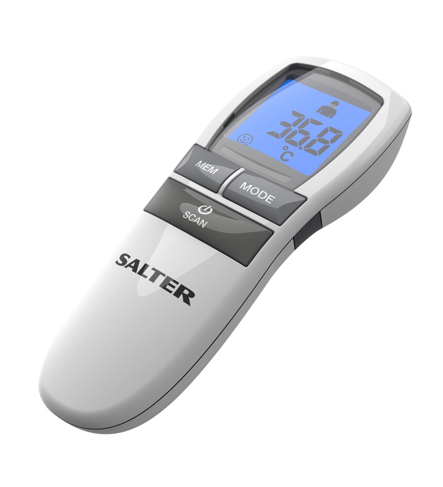 Salter TE-250-EU No Touch Infrared Thermometer - Forehead & Object Mode, Night Mode, Fever Alarm - 30 Memory Recall - Backlit Display - Instant & Accurate - for Babies/Adults - Buy Online on GoSupps.com