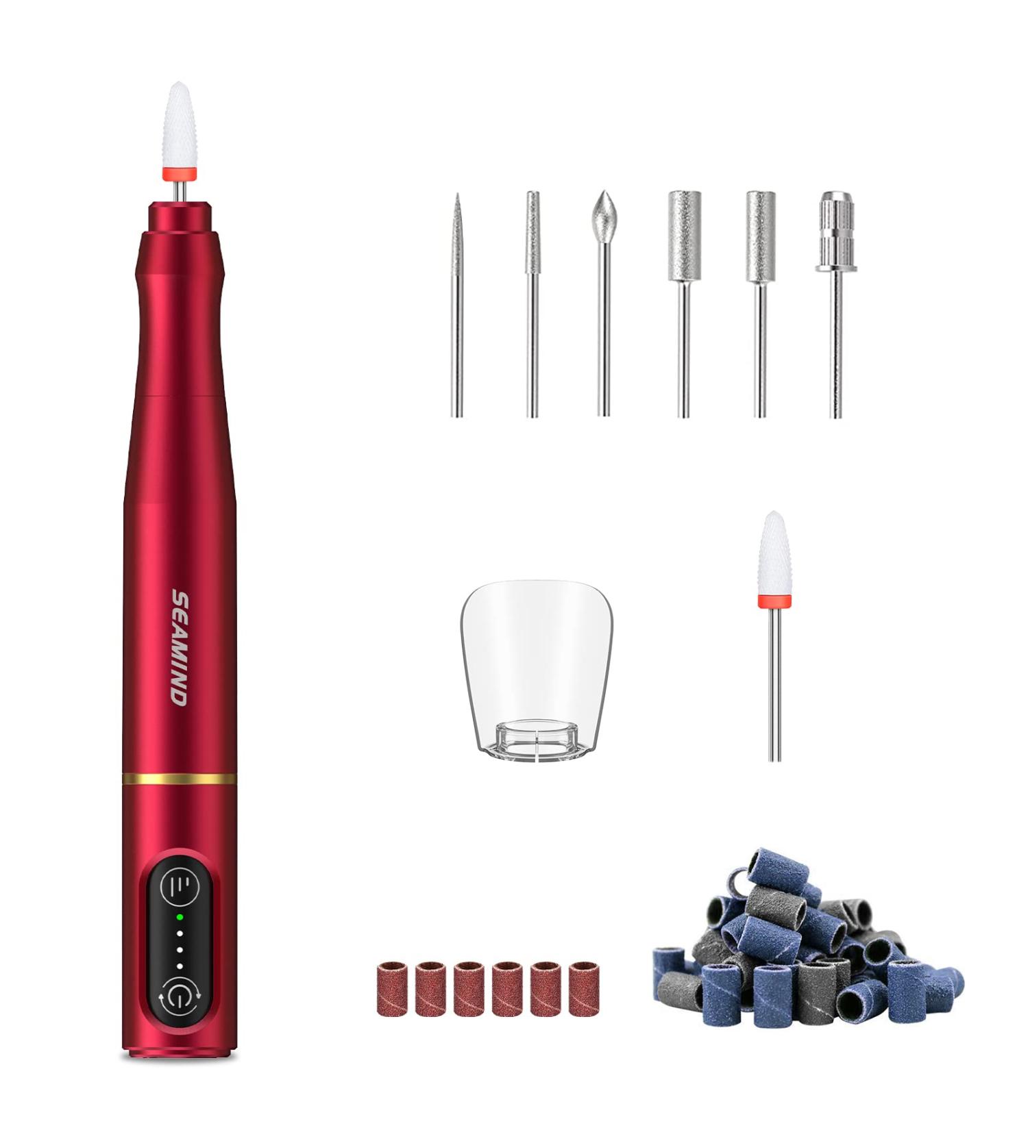 Electric Cordless Nail Drill Machine Set for Manicure Pedicure - Salon Efile Tool for Acrylic Gel Nails - Ceramic Drill Bit Included (Red) - Buy Online on GoSupps.com