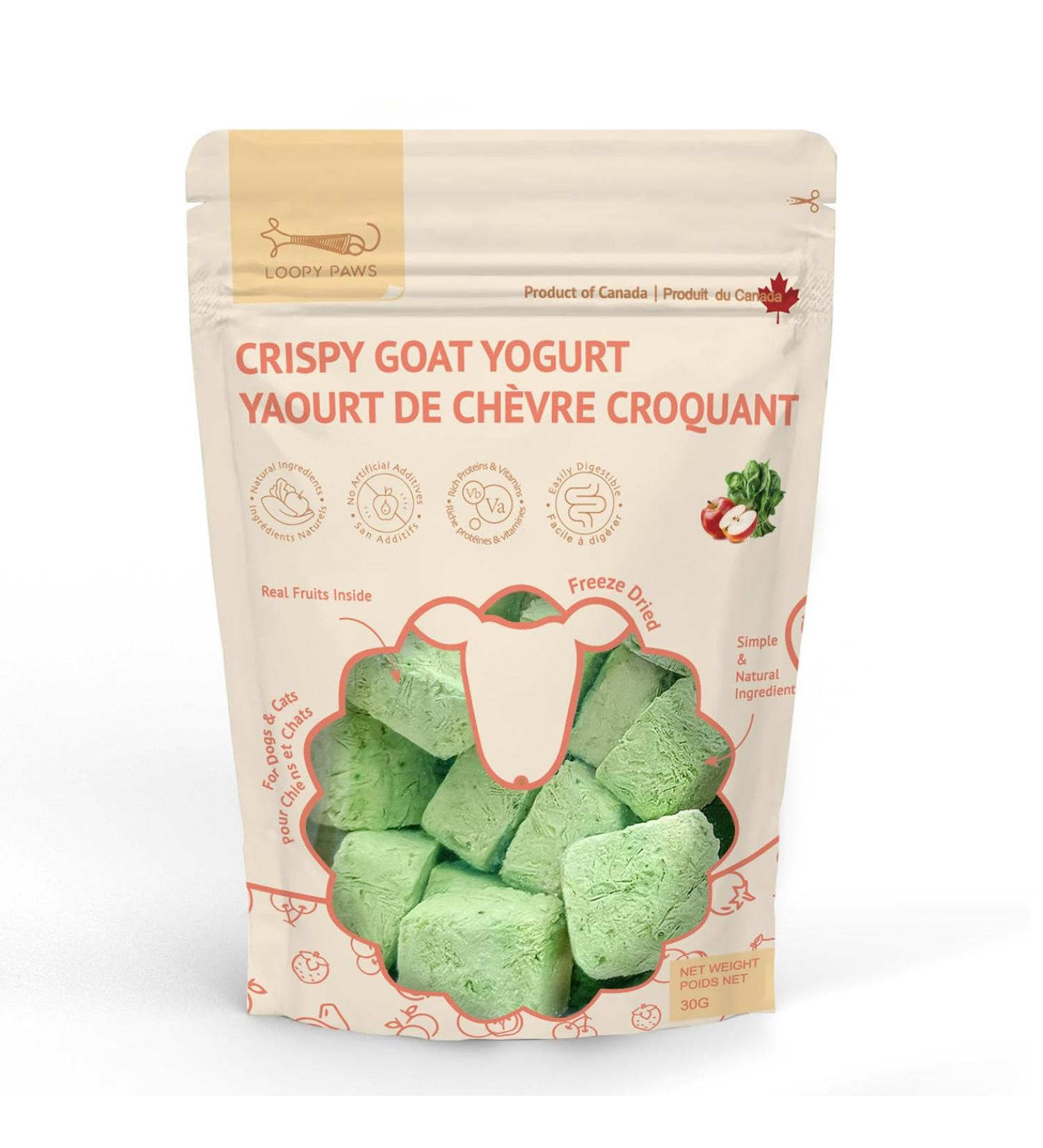 Loopypaws Freeze Dried Goat Yogurt for Dogs & Cats - Veggie & Apple Flavour | Heathy Pet Treats & Meal Toppers | All Natural | Rich in Nutrients | Support Digest and Overall Well-Being (30g) - Buy Online on GoSupps.com