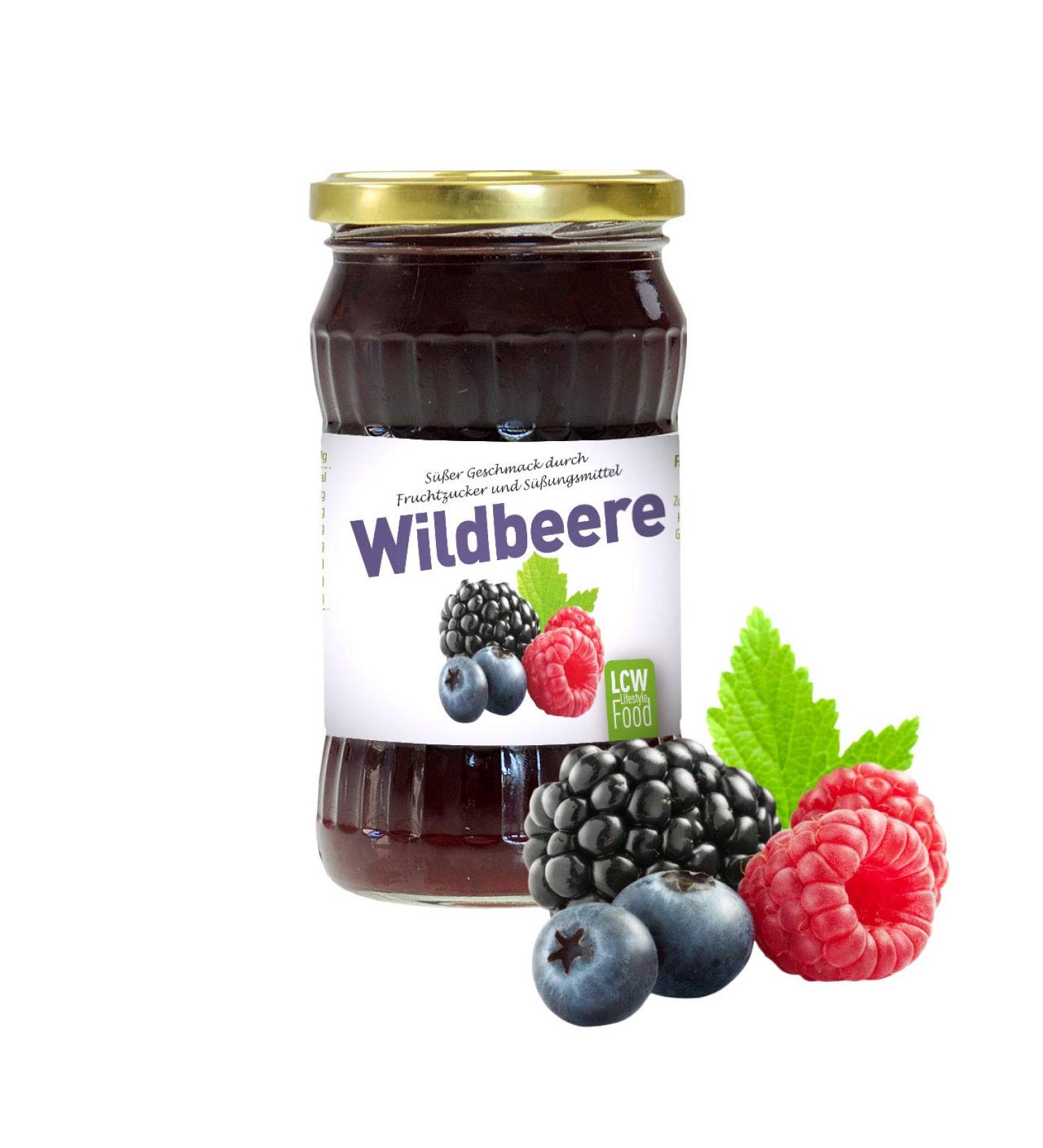 LCW Wild Berry Fruit Spread with Fructose & Sweeteners - 340g Glass Jar | International Shipping Available - Buy Online on GoSupps.com