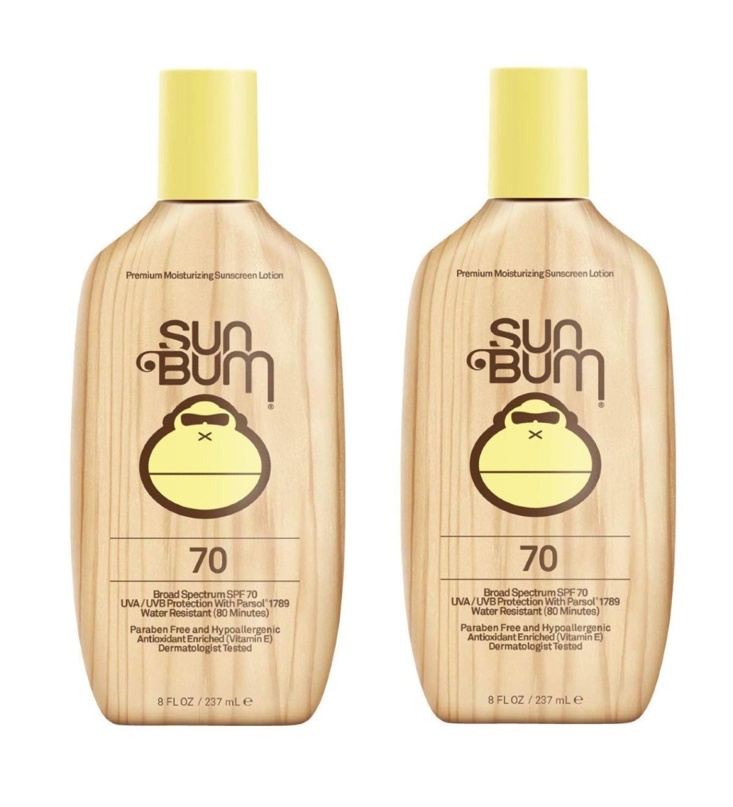 Sun Bum SPF 70 Sunscreen Lotion | Vegan & Reef Friendly | Broad Spectrum UVA/UVB Protection | Vitamin E | 8 oz (Pack of 2) - Buy Online on GoSupps.com