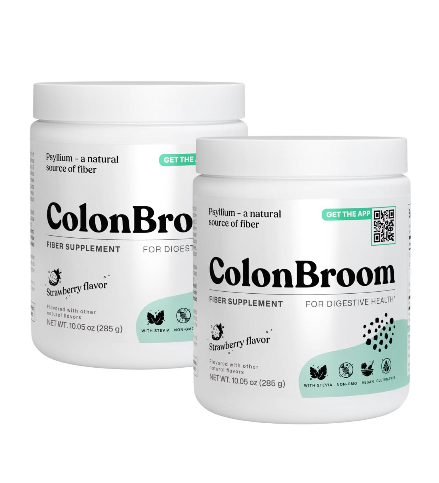 ColonBroom Psyllium Husk Powder - Colon Cleanse for Bloating Relief & Gut Health - Fiber Powder Drink - Easy to Mix - Vegan, Gluten Free, Non-GMO - Strawberry (100 Servings) 10.05 Ounce (Pack of 2) - Buy Online on GoSupps.com