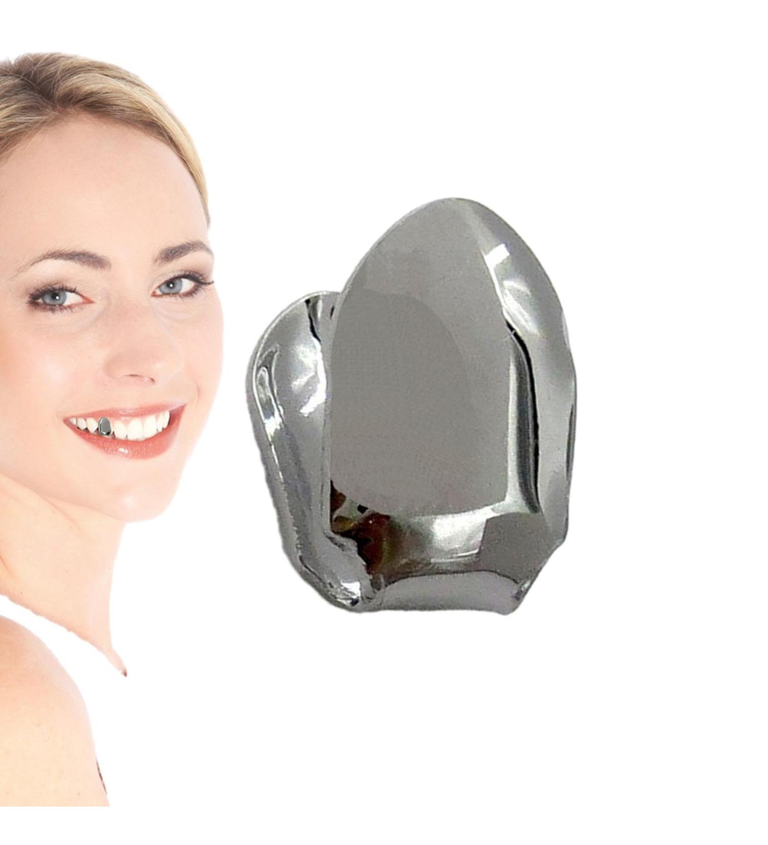 Tooth Caps Hiphop - 14k Gold Finish Small Single Tooth Top - Plain Single Tooth Caps Realistic Fake Teeth Grills Stylish Tooth Caps and Mouth Grills for Men and Women Black Tarnish - Buy Online on GoSupps.com