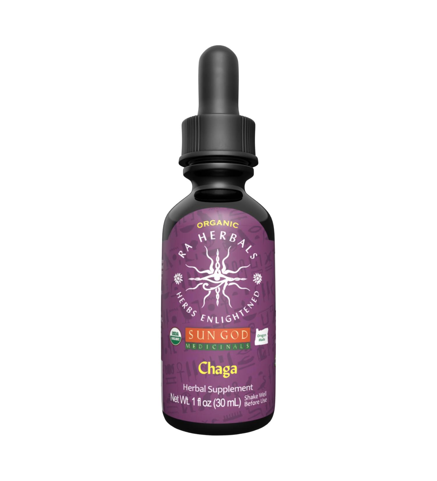 Sun God Medicinals Ra Herbals Organic Chaga Liquid Extract - Vitality Support - 1 fl oz - Buy Online on GoSupps.com