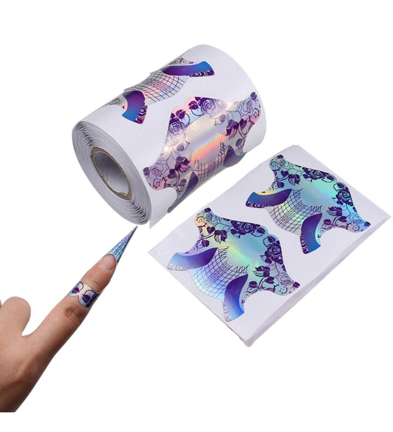 FingerAngel 100Pcs Nail Tips Laser Nail Forms Gel Polish Extension Forms Acrylic Tips Nail Art Decoration DIY Nail Gel Curl (LASER SILVER PURPLE) - Buy Online on GoSupps.com
