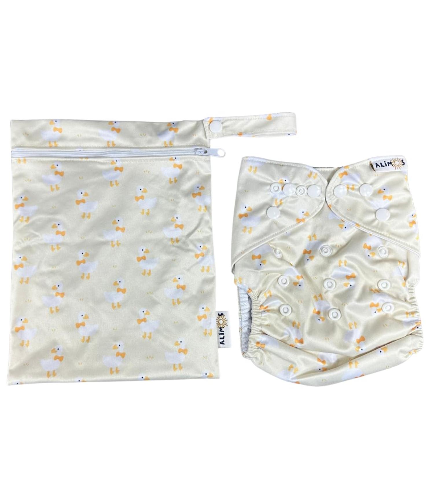 Alimos Swim Nappy & Waterproof Bag Set - Reusable for Happy Babies (0-3 Years) | UK Brand (Duck) - Buy Online on GoSupps.com