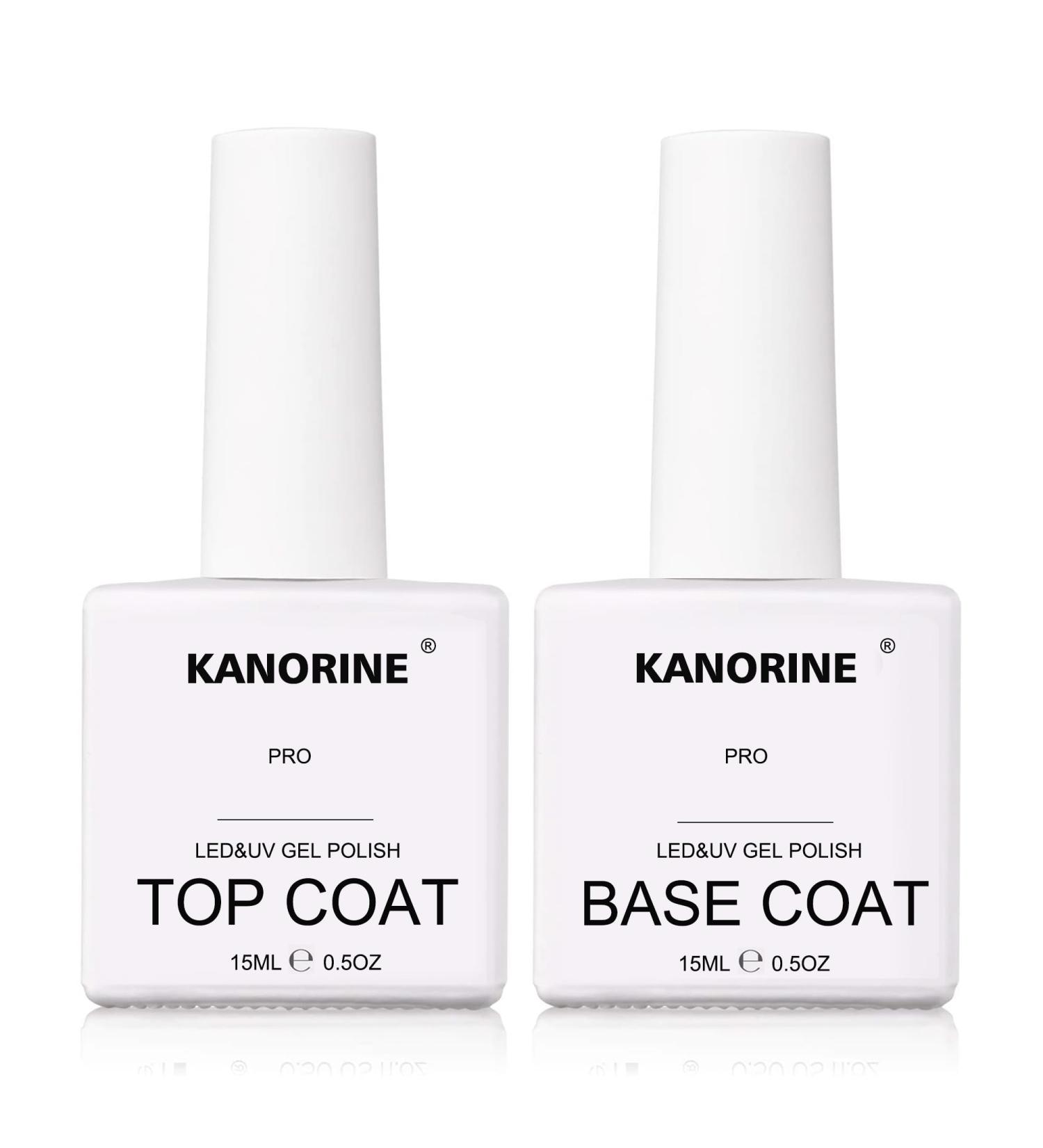 KANORINE 15ml Gel Nail Polish Top and Base Coat Set - No Wipe Glossy Shine Finish - Salon Quality Soak Off Gel Polish - DIY Nail Art Manicure Essential - Buy Online on GoSupps.com