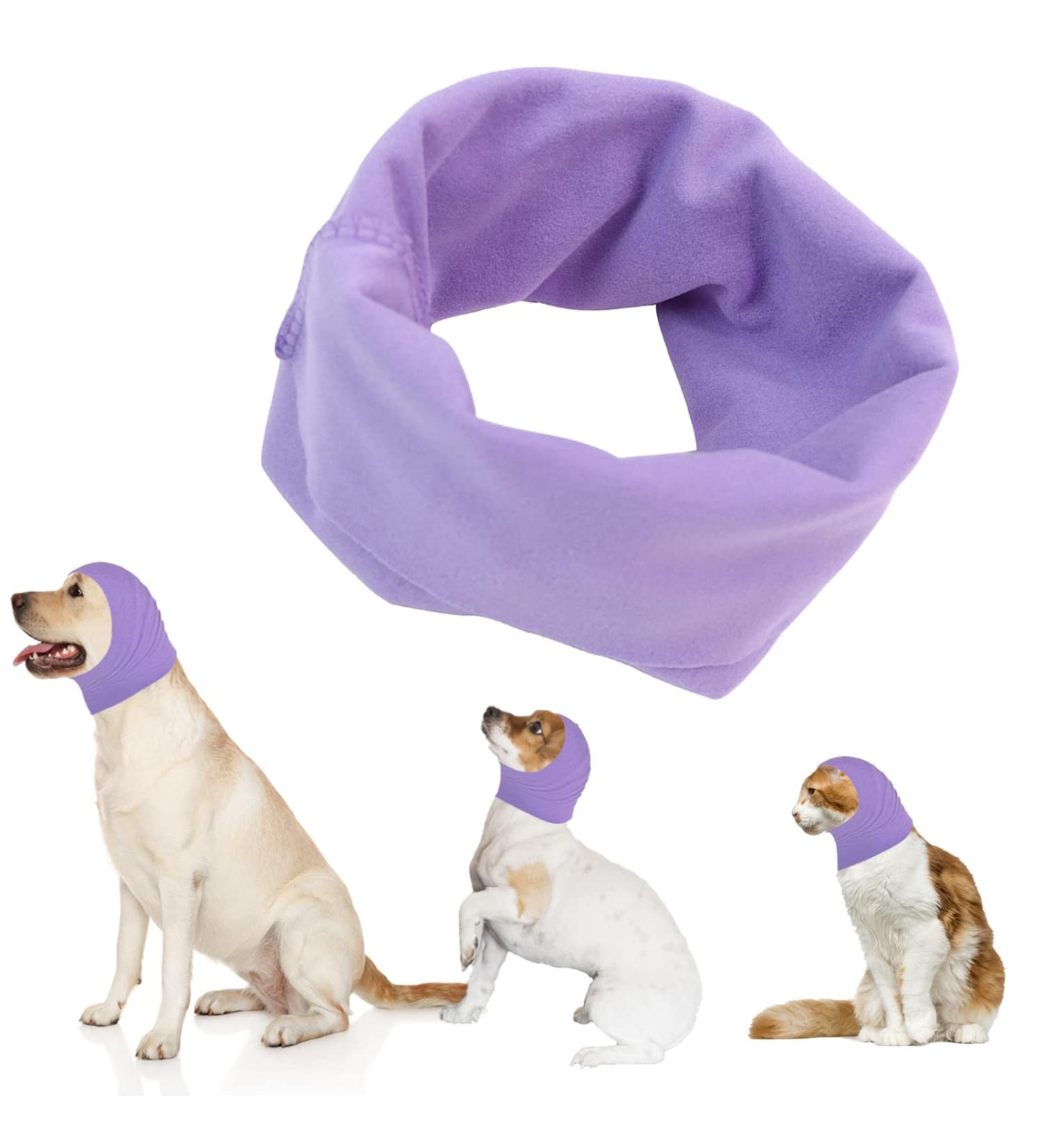 Dog Snood & Earmaker - Hearing Protection Hoodie for Dogs & Cats | Noise Protection & Neck Warmer | Violet - Buy Online on GoSupps.com