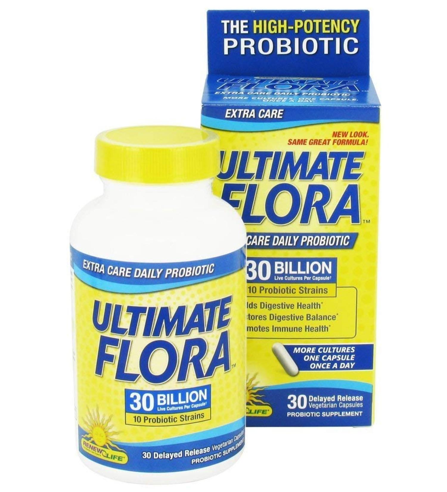 Ultimate Flora Extra Care Probiotic Supplement Vegetable Capsules 30 CT (Pack of 2)