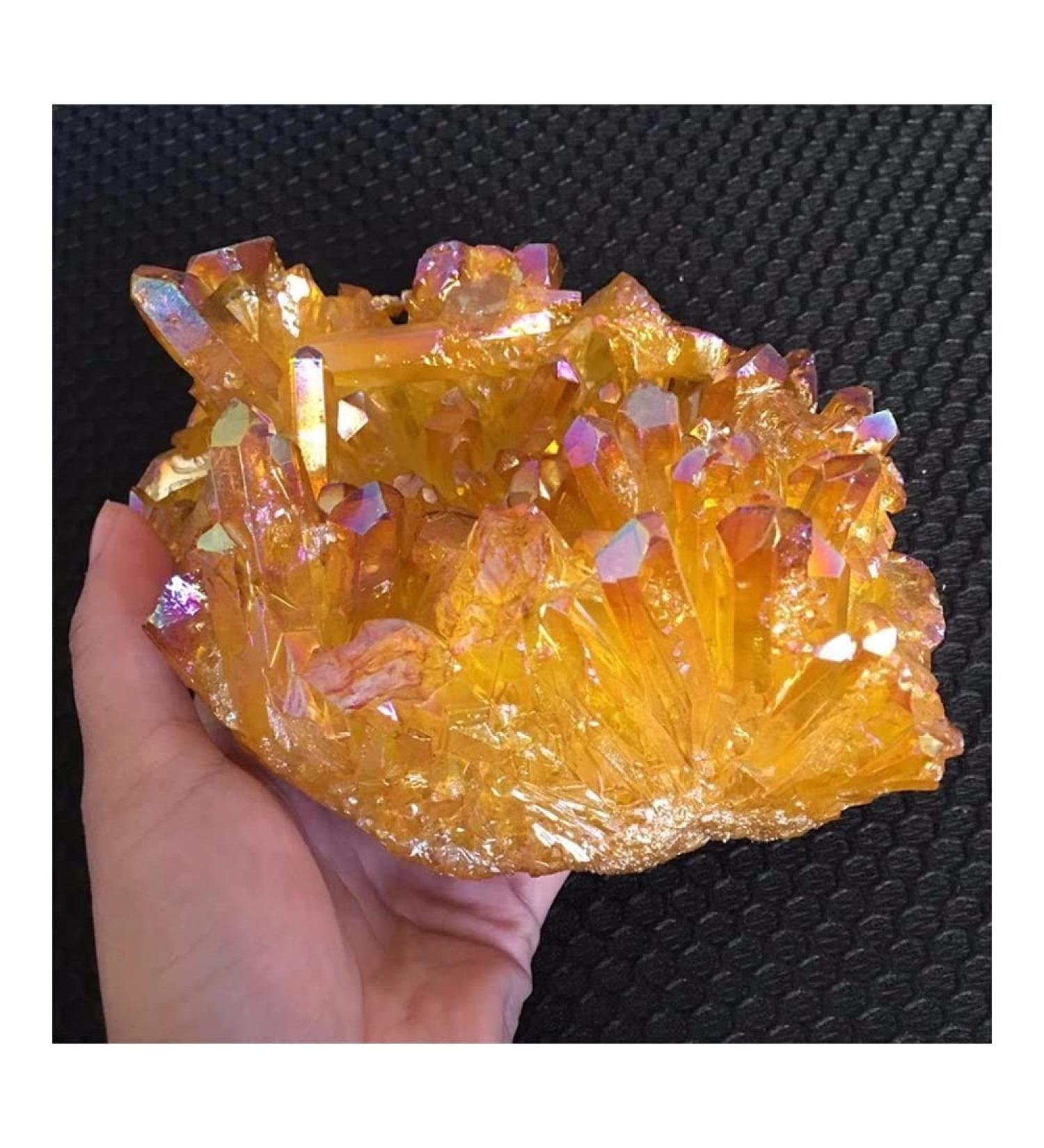 Natural Crystal Rough 1840g Light Orange Aura Quartz Crystal Titanium Bismuth Silicon Cluster Rainbows Natural Stones and Minerals - Buy Online on GoSupps.com