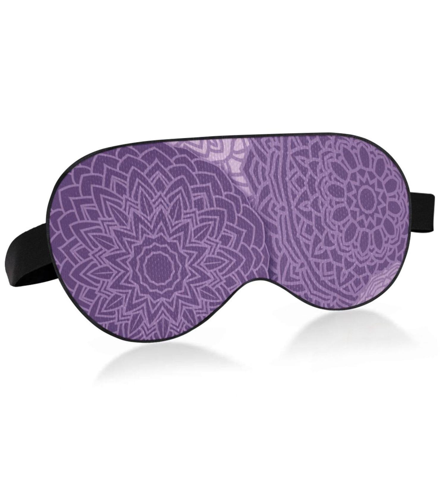 Haskirky Light Blocking Eye Mask - Breathable & Adjustable for Adults | Ideal for Travel, Yoga & Meditation - Purple Mandala Design - Buy Online on GoSupps.com