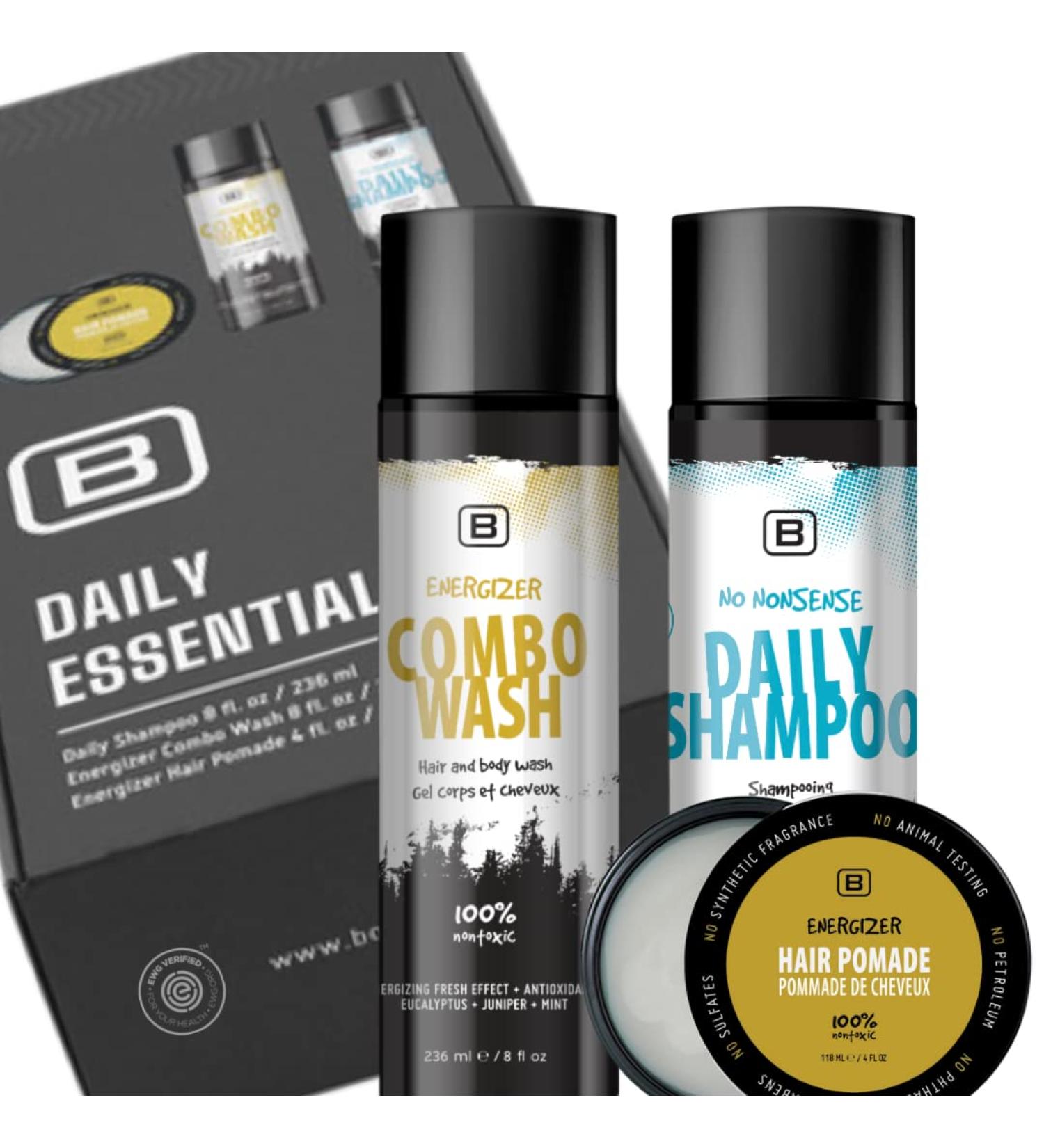 Daily Essential Box for Men | 3-Piece Gift Set | Organic Shampoo Wash & Vegan Hair Pomade | EWG Verified & Cruelty Free - Made in Canada - Buy Online on GoSupps.com