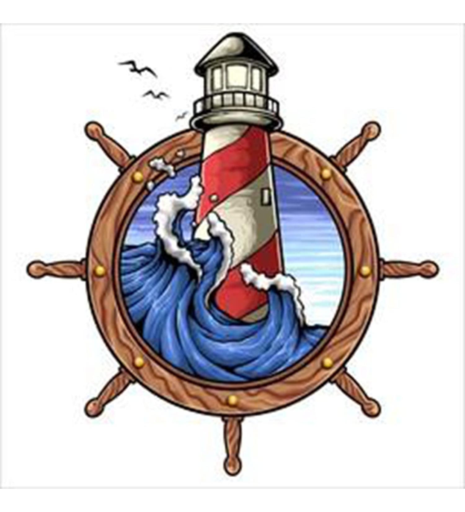 Artsure Ship Wheel Lighthouse Wave Sky Temporary Fake Tattoos - 6 Sheets - Men Adults Neck Arm Chest Women - 3.7 x 3.7 Inch - Buy Online on GoSupps.com