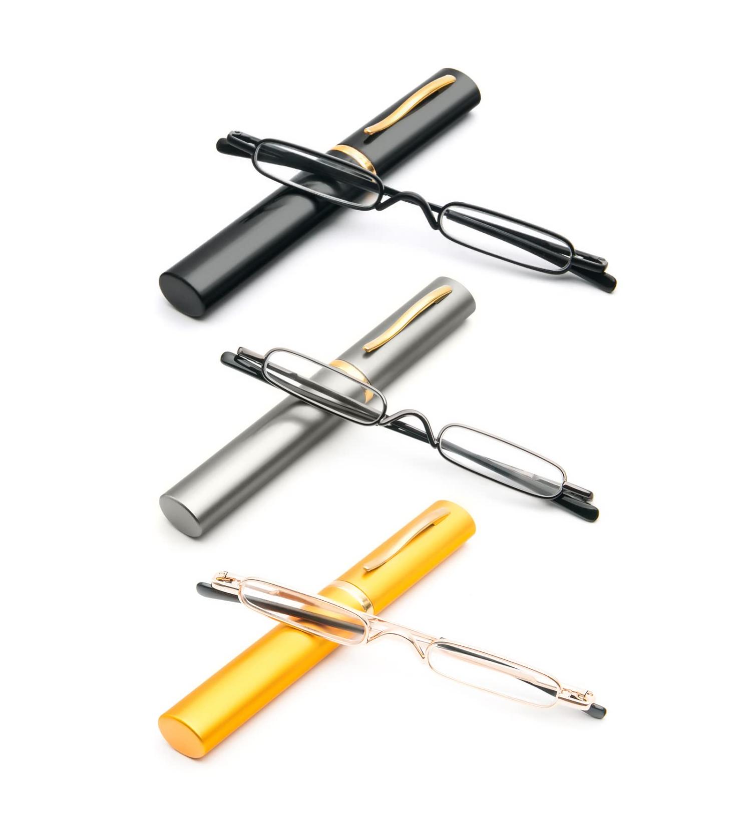 KoKoBin Mini Slim Reading Glasses - Unisex Metal Visual Aid (3 Pack +2.0) with Spring Hinge & Case - International Shipping Available - Buy Online on GoSupps.com