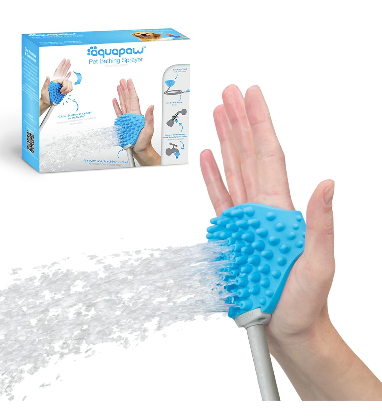 Aquapaw Dog Wash & Shower Attachment | Easy Pet Bathing Massaging & Cleaning | 8-Foot Hose Sprayer & Scrubber - Blue - Buy Online on GoSupps.com