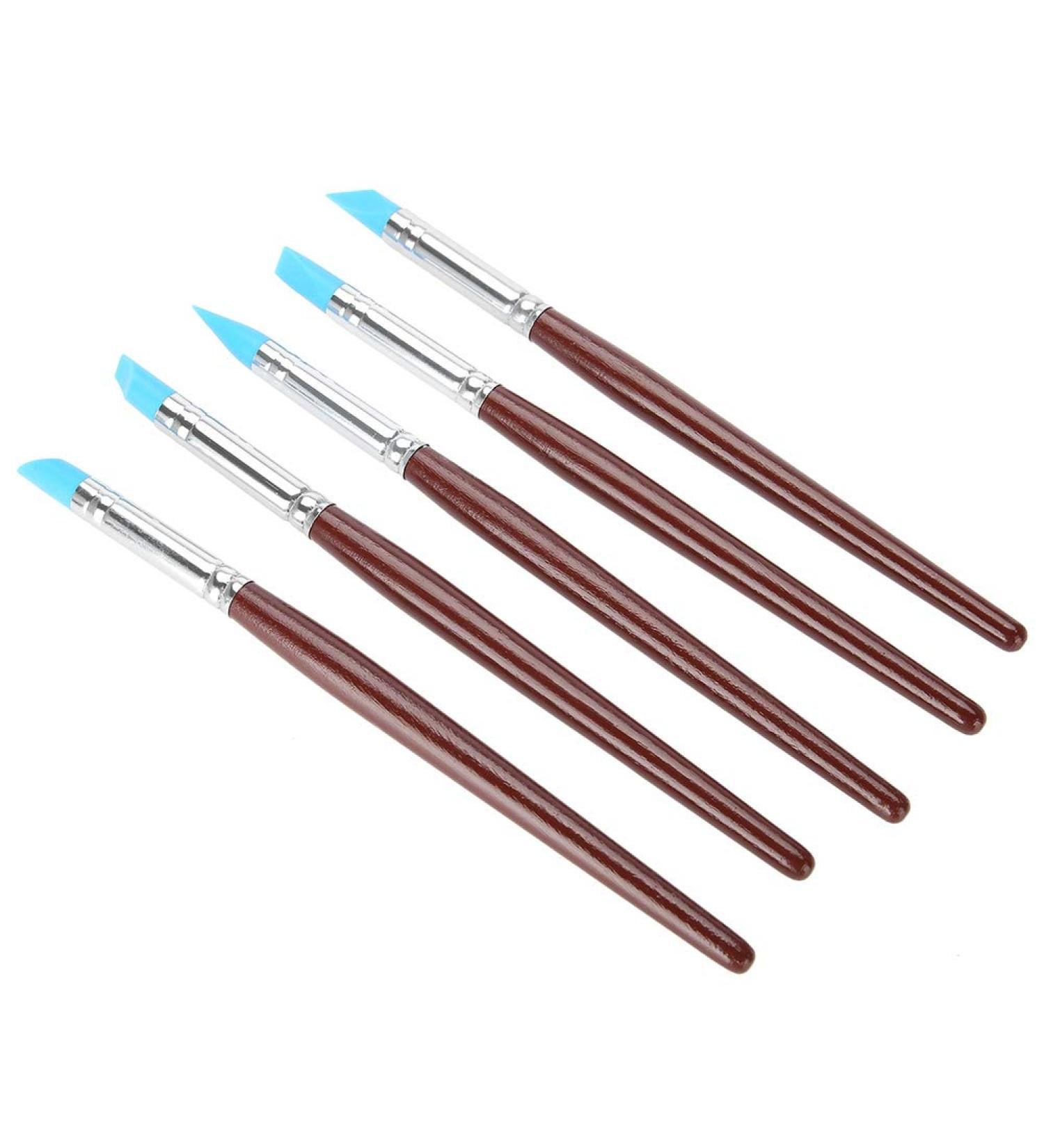 5pcs Dental Silicone Pen Set - Wooden Handle Blue Head Modeling Tools for Tooth & Manicure - International Shipping Available - Buy Online on GoSupps.com
