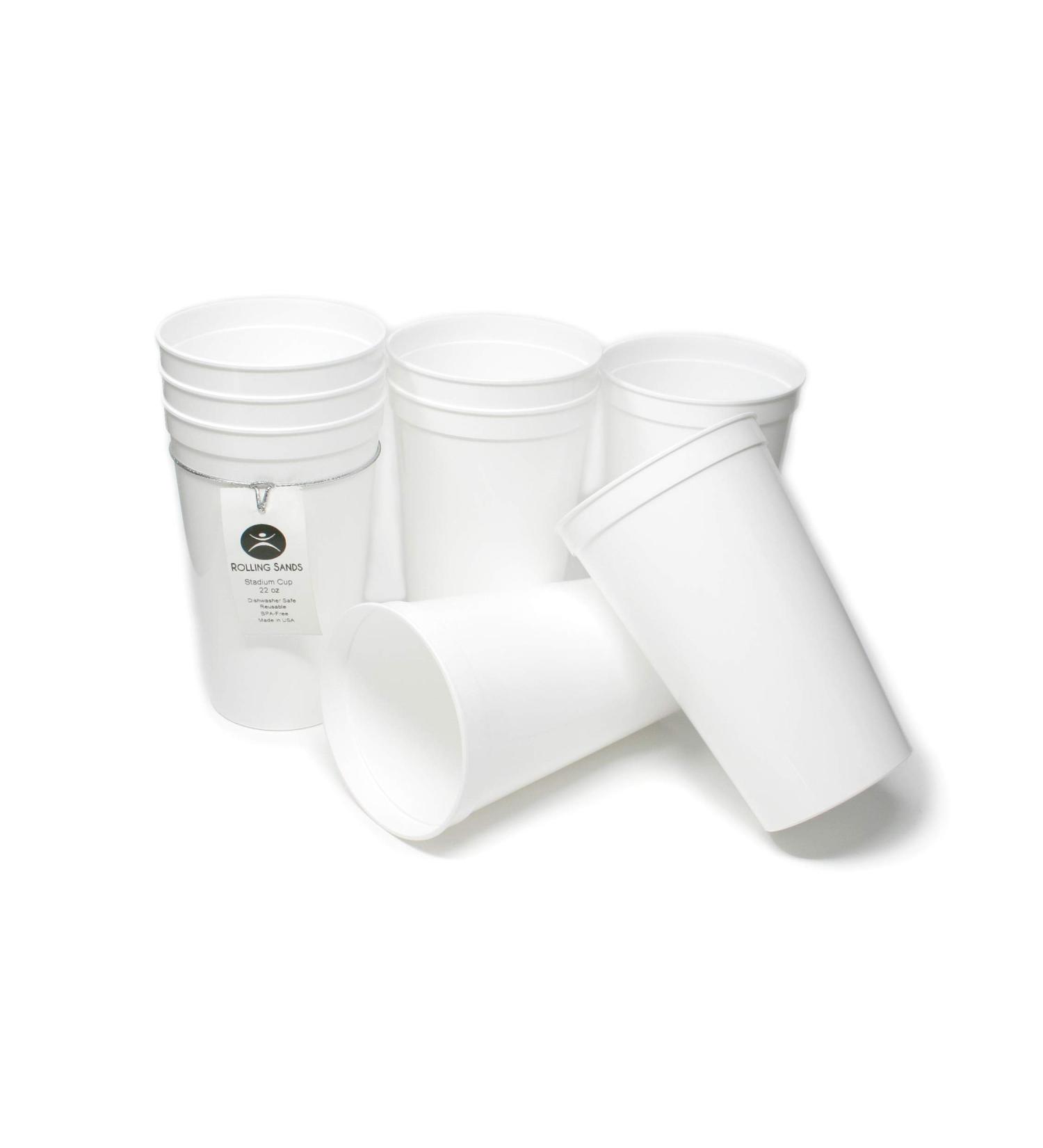 Rolling Sands 22oz White Stadium Cups - 8 Pack, BPA-Free & Made in USA - Buy Online on GoSupps.com