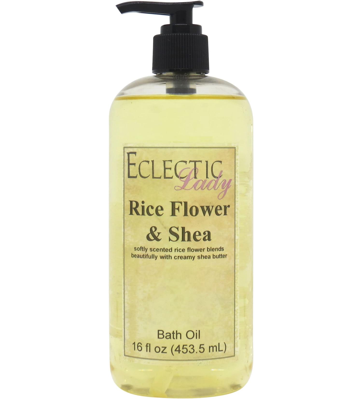 Rice Flower and Shea Bath Oil by Eclectic Lady | Nourishing & Relaxing Scented Bath Oil for Dry Sensitive Skin | 16 oz Fragrance Body Oil - Buy Online on GoSupps.com