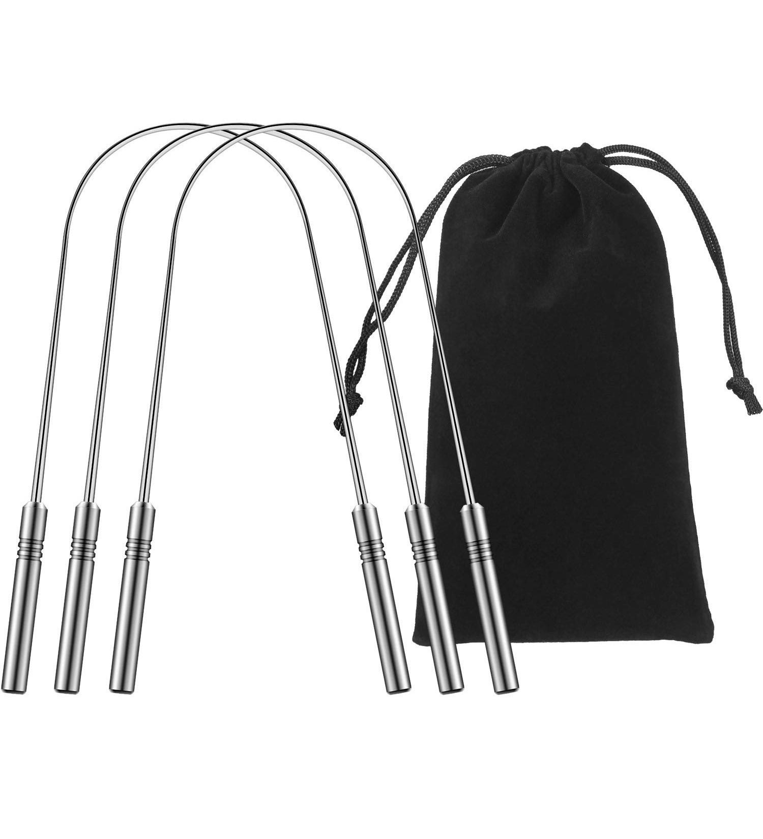 Surgical Stainless Steel Tongue Cleaner - 135mm 2 Pieces | Premium Oral Hygiene Tool for Fresh Breath - International Shipping Available - Buy Online on GoSupps.com