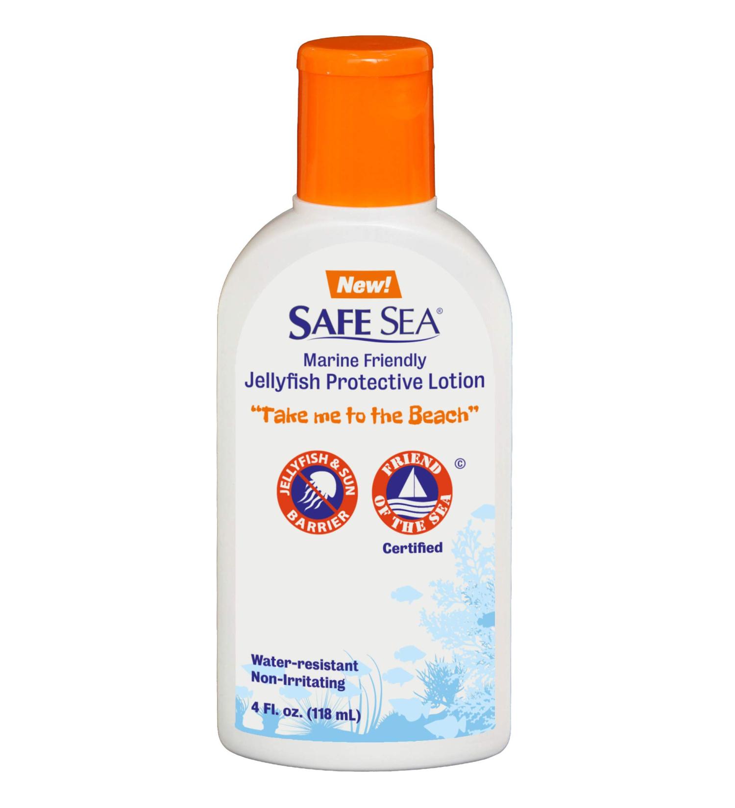 Safe Sea Anti Jellyfish Sting Lotion | Non-Toxic & Eco-Friendly | High Water Resistant | 4oz for Kids & Adults - Buy Online on GoSupps.com