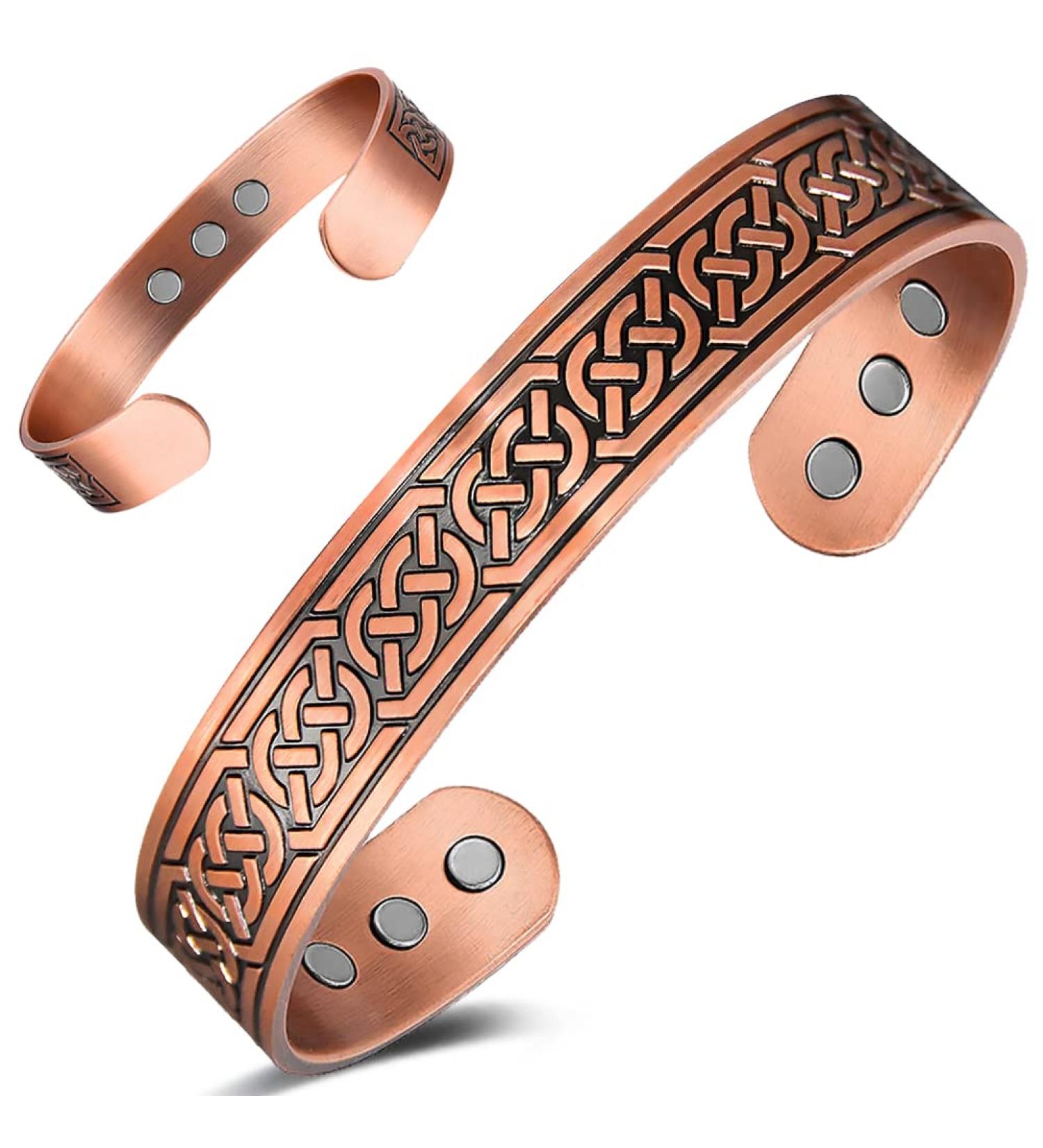 Cigmag 9X Mens Copper Bracelet - Ultra Strength Magnet, 99% Pure Copper, Adjustable Brazaletes Cuff Bangles - Father's Day Gift (Copper Axe Pattern) - Buy Online on GoSupps.com