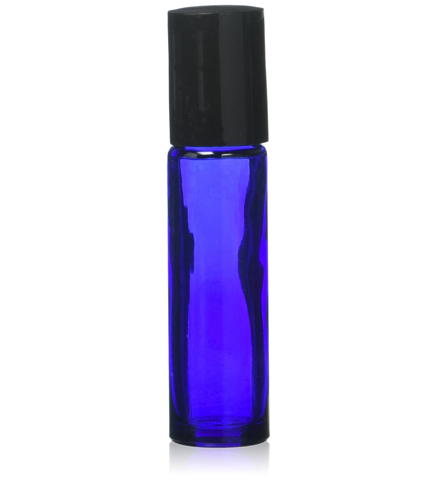12 pcs 10ml Cobalt Blue Glass Roller Bottles with Stainless Steel Roller Ball for Essential Oil - Includes 12 Pieces Labels Essential Oils Opener 2 Droppers (12pc Cobalt Blue Set)