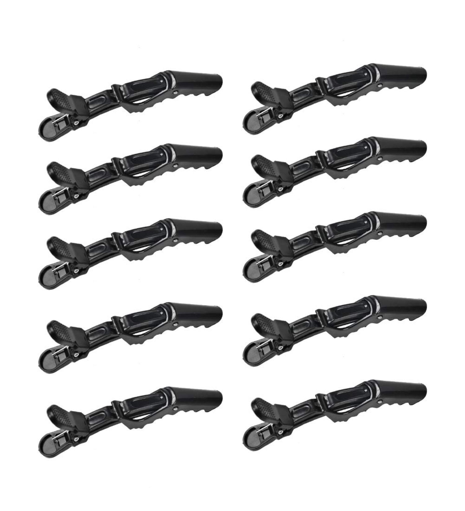 Thetho Hair Clamps - 15 Professional Hair Clips for Stylists | Durable Plastic Black Hairdresser Clips (11.5cm) - Buy Online on GoSupps.com