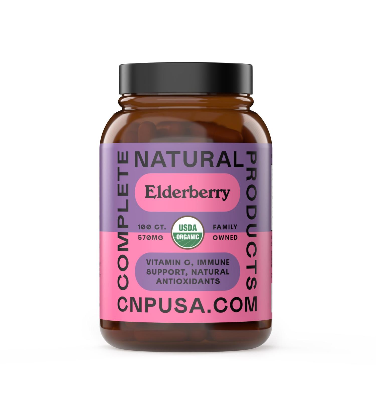 Complete Natural Products Elderberry Capsules 570mg, 100 Ct | Plant-Based Immune Support, Antioxidant-Rich, No Fillers, Made in USA - Buy Online on GoSupps.com