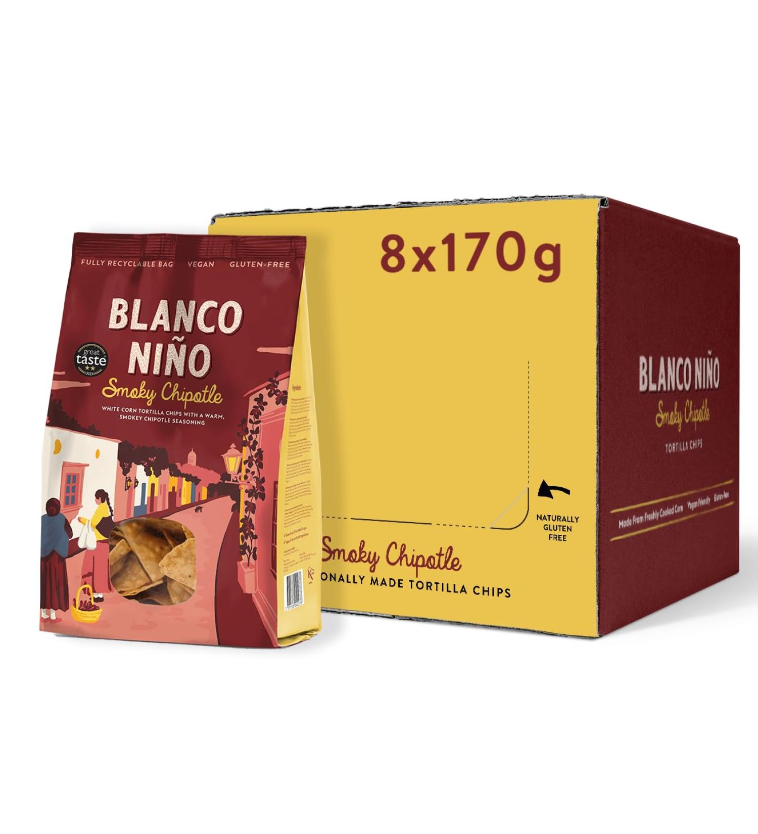 Blanco Ni o - Traditional Tortilla Chips - Smoky Chipotle - 8 x 170g - Buy Online on GoSupps.com