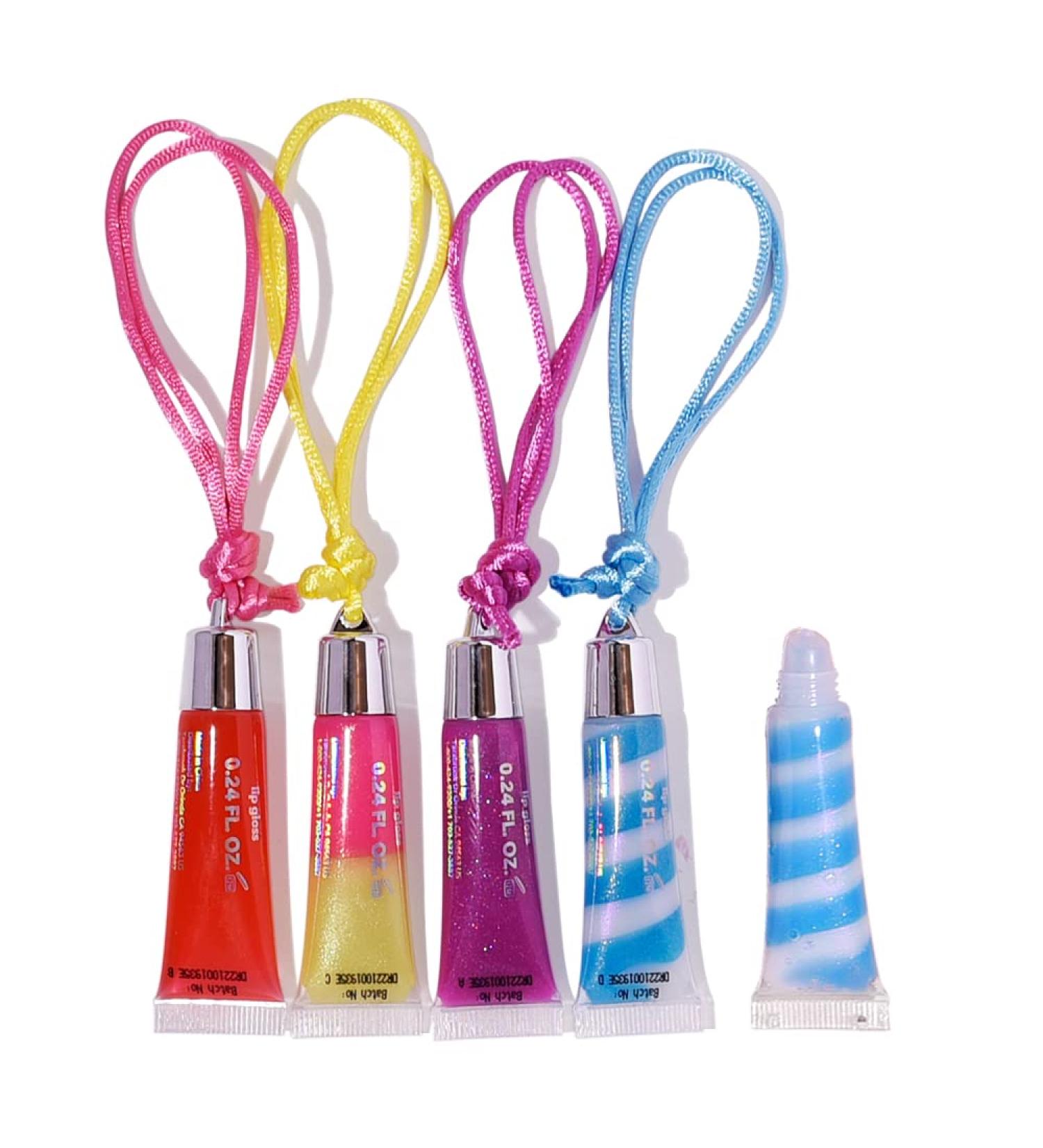 M&U Lip Gloss Necklace Set for Kids - 4 Pcs Assorted Flavors - Shimmering Moisturizing Gloss - Lip Party Favor for Girls & Teens Ages 5 - Buy Online on GoSupps.com