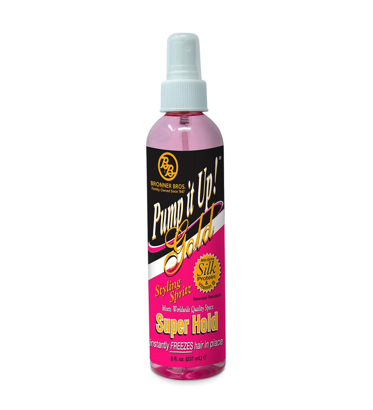 Bronner Bros Pump It Up Styling Spritz Gold 80% Fast-Dry Hair Spray Extra Hold with Vitamin B5 & Silk Protein - Maximum Hold Finishing Spritz Hairspray Adds Shine Nourishes No Build-up - 8oz 6 - Buy Online on GoSupps.com