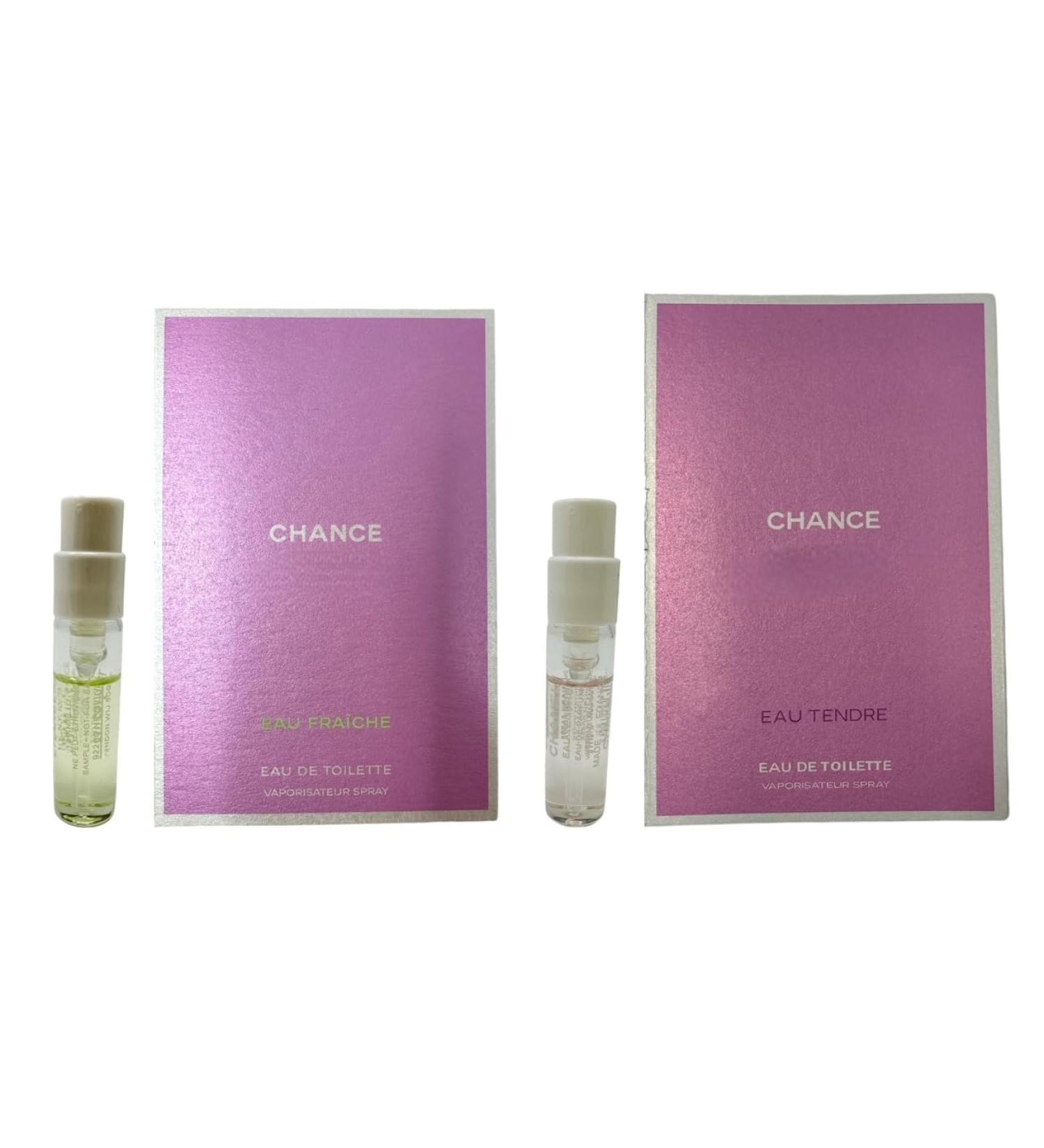 Set 2 Cologne Travel Size for Women Sample Spray Vial 0.05fl.oz./1.5ml each. Scent Fresh Fuity Floral Chance Eau Tendre EDT/CHANCE Eau Fraiche EDT