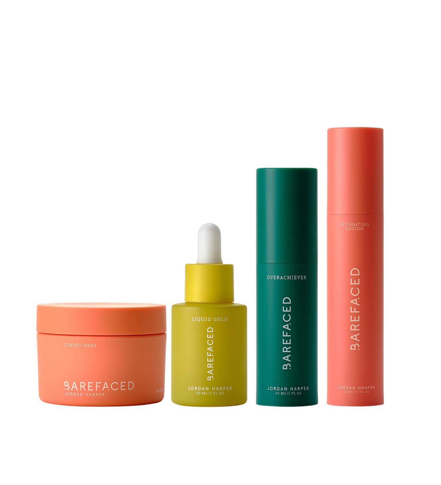 Barefaced Anti-Aging Bundle (Retinoid Alternative) - Toning Pads Liquid Gold RetinAL Hydrating Lotion - Brighten Retexture and Hydrate Skin - Buy Online on GoSupps.com
