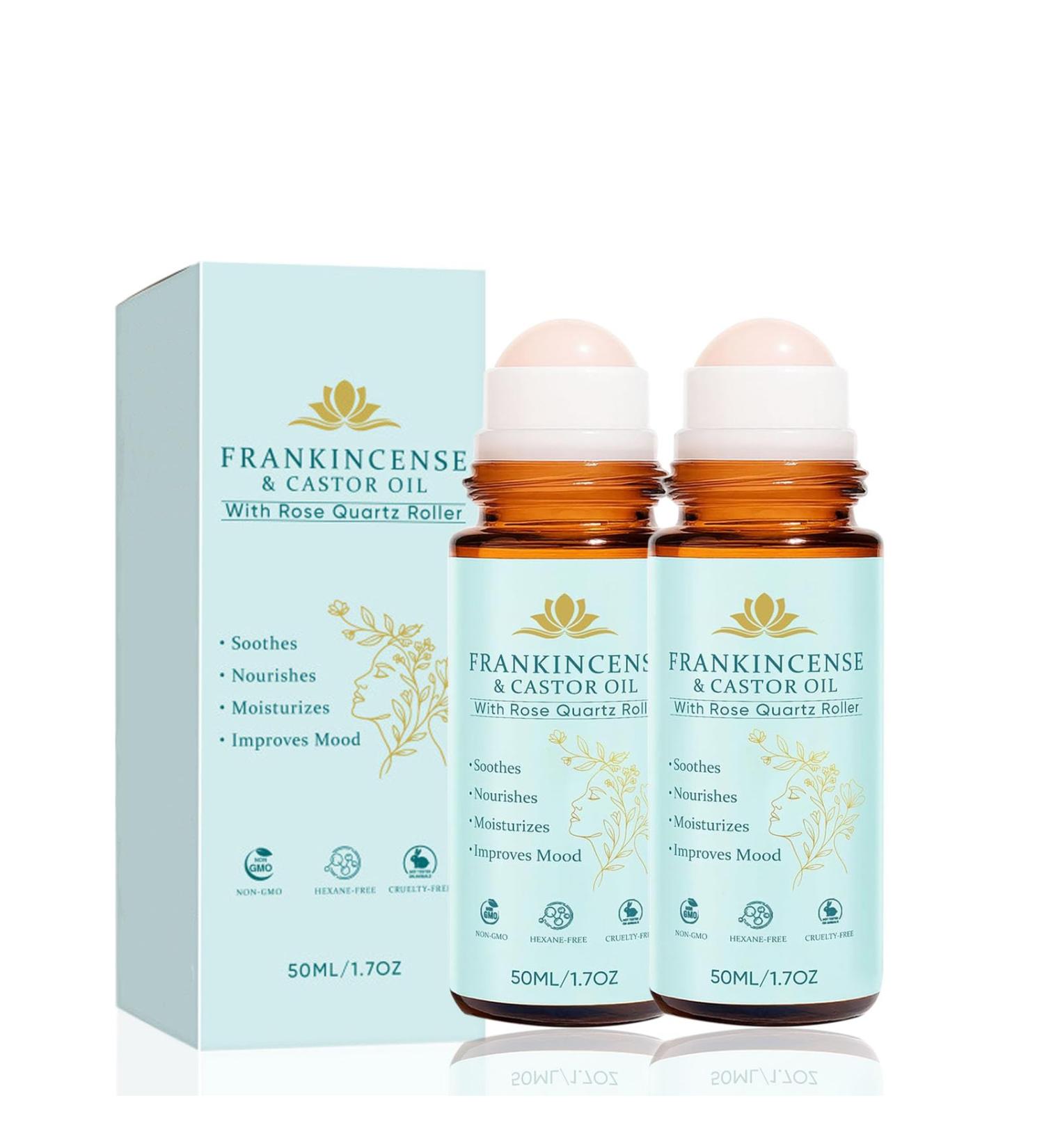 JGVPEKPDE Frankincense And Castor Oil Organic Castor Oil Roll On Moisturizes And Hydrates Suitable For Face Neck Abdomen (2Pcs) - Buy Online on GoSupps.com